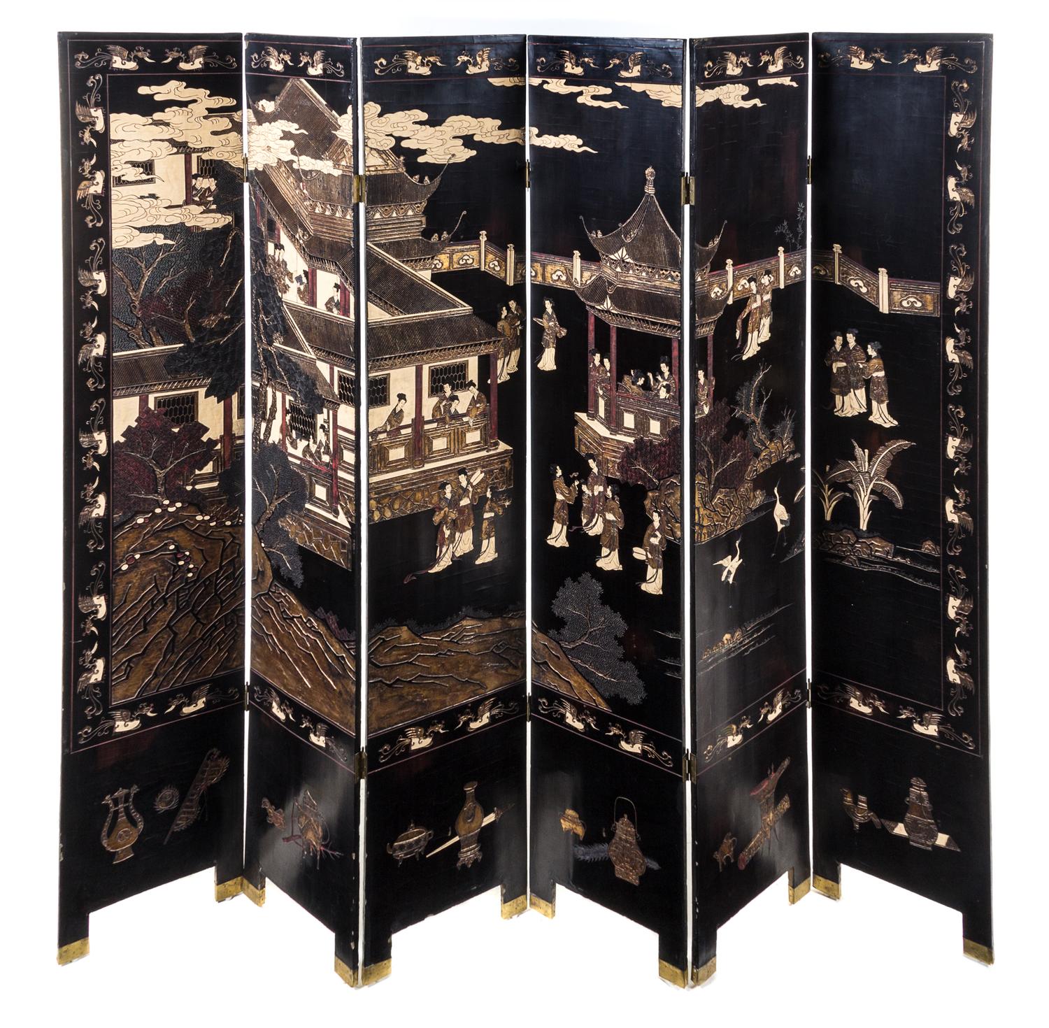 A Chinese Six-Panel Coromandel Screen