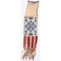 Sioux Beaded Hide Tobacco Bag, with Inscription