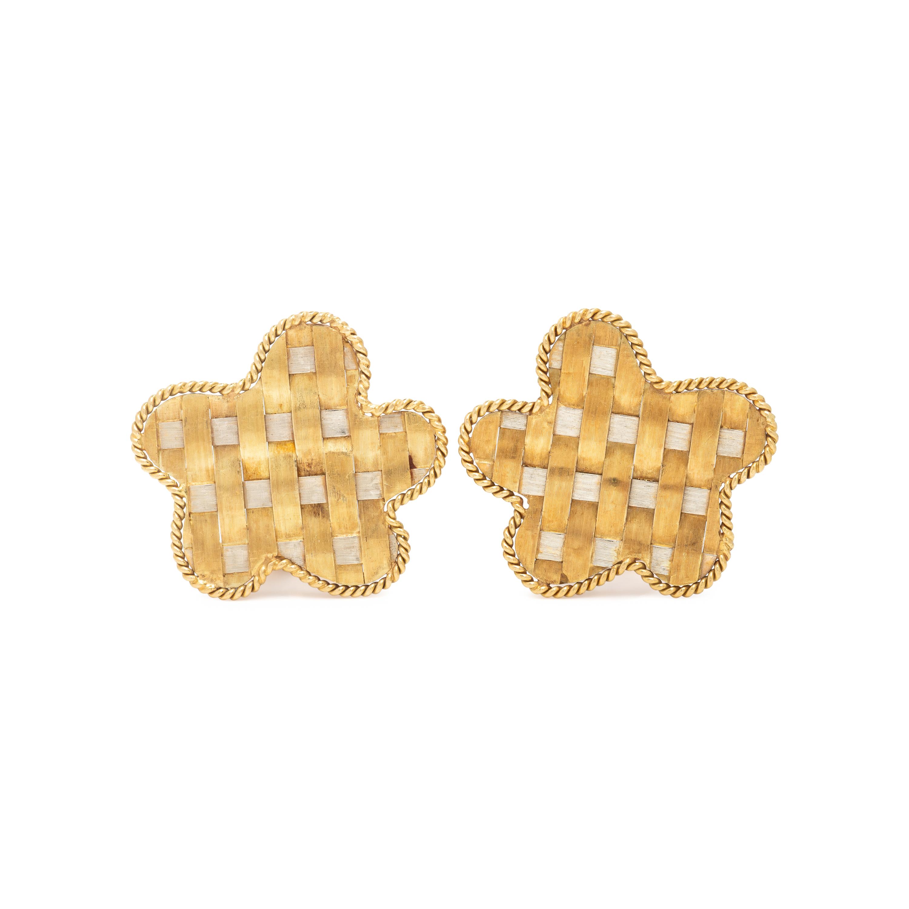 Bicolor Gold Woven Cufflinks