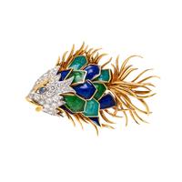 DIAMOND, SAPPHIRE, AND ENAMEL FISH BROOCH