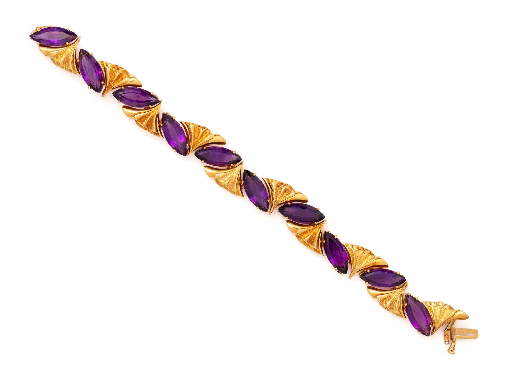 YELLOW GOLD AND AMETHYST BRACELET