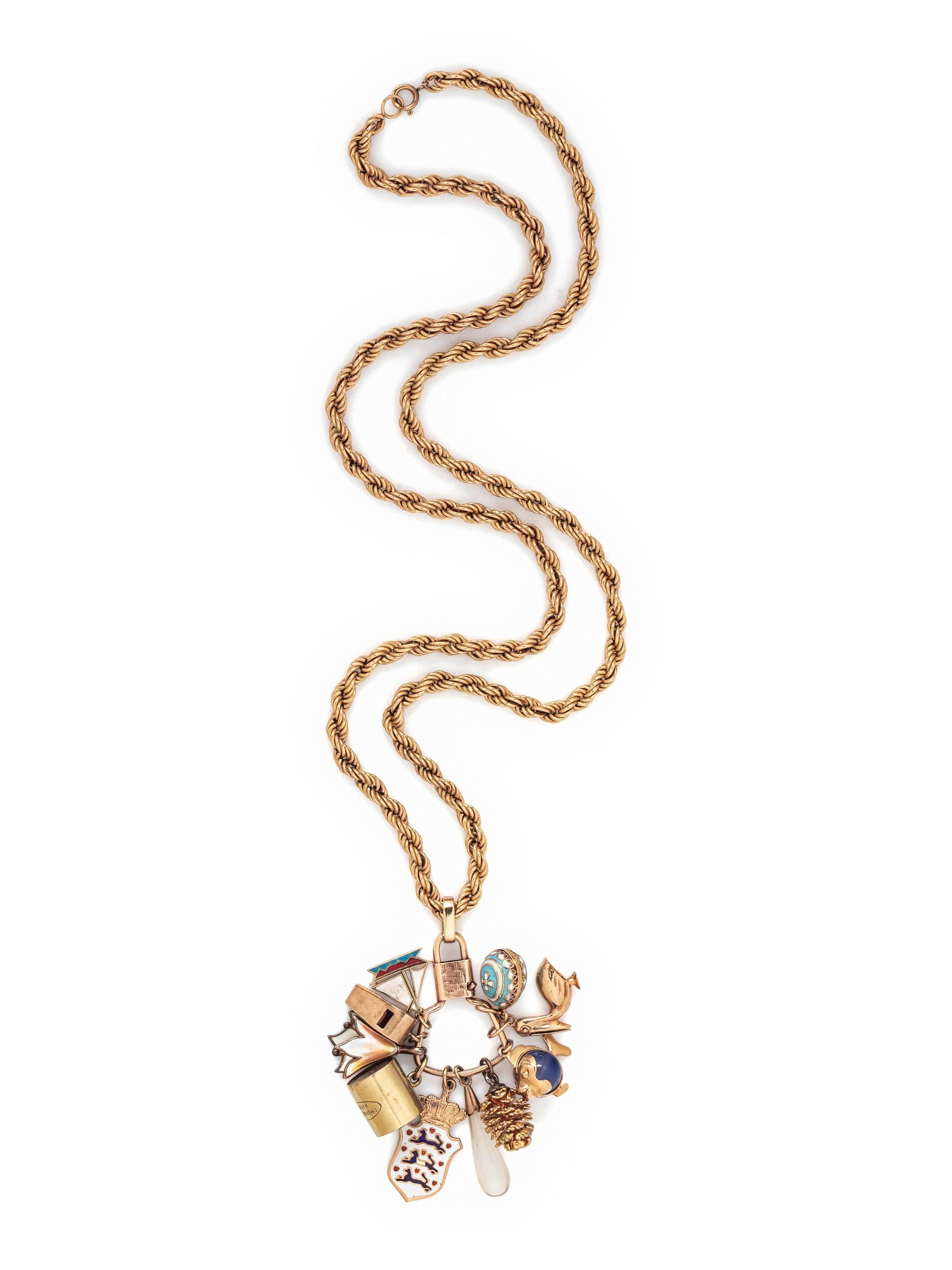 YELLOW GOLD CHARM NECKLACE