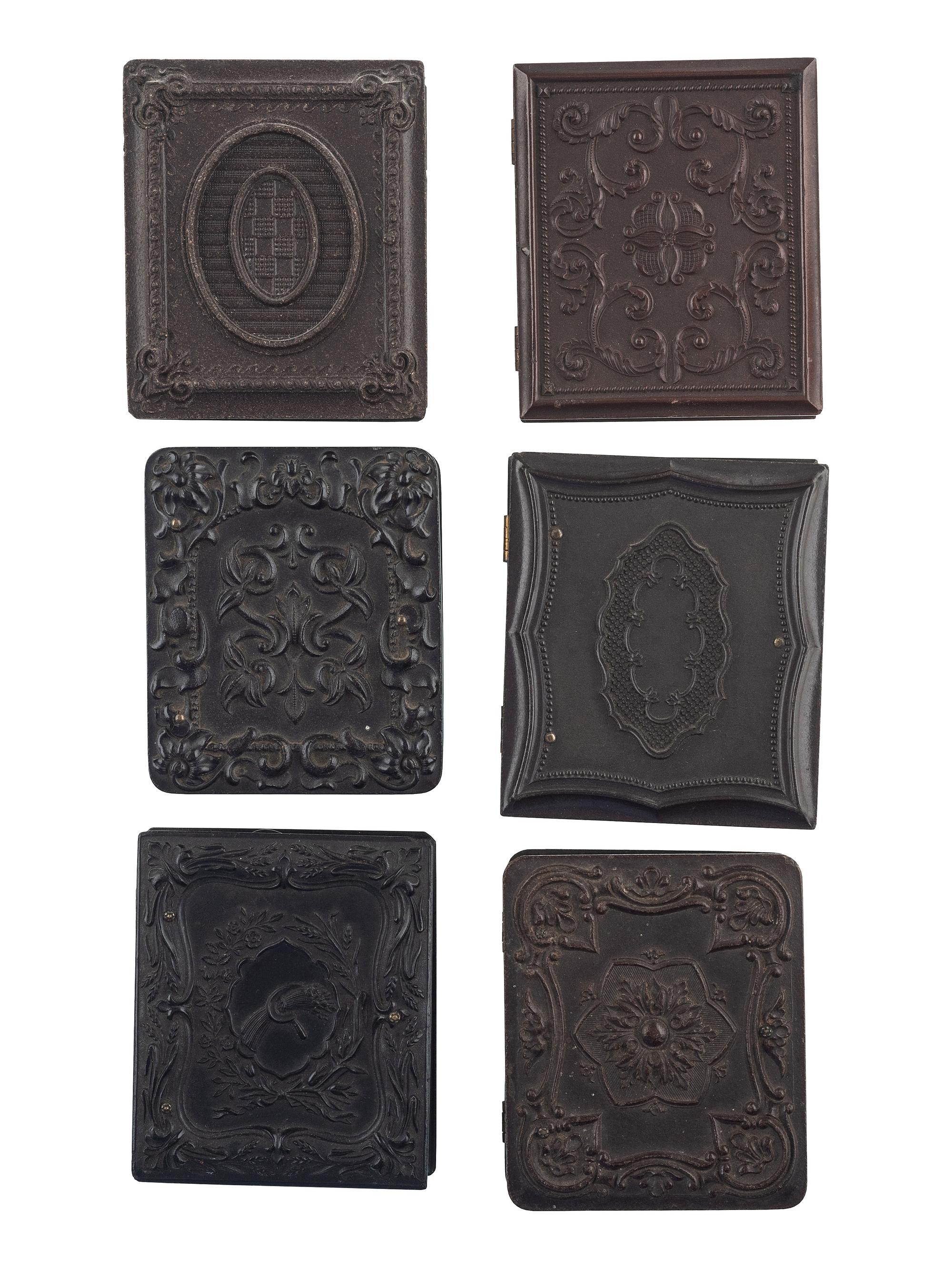 [EARLY PHOTOGRAPHY - CASES & FRAMES]. A group of 20 assorted union cases, most containing images, including: