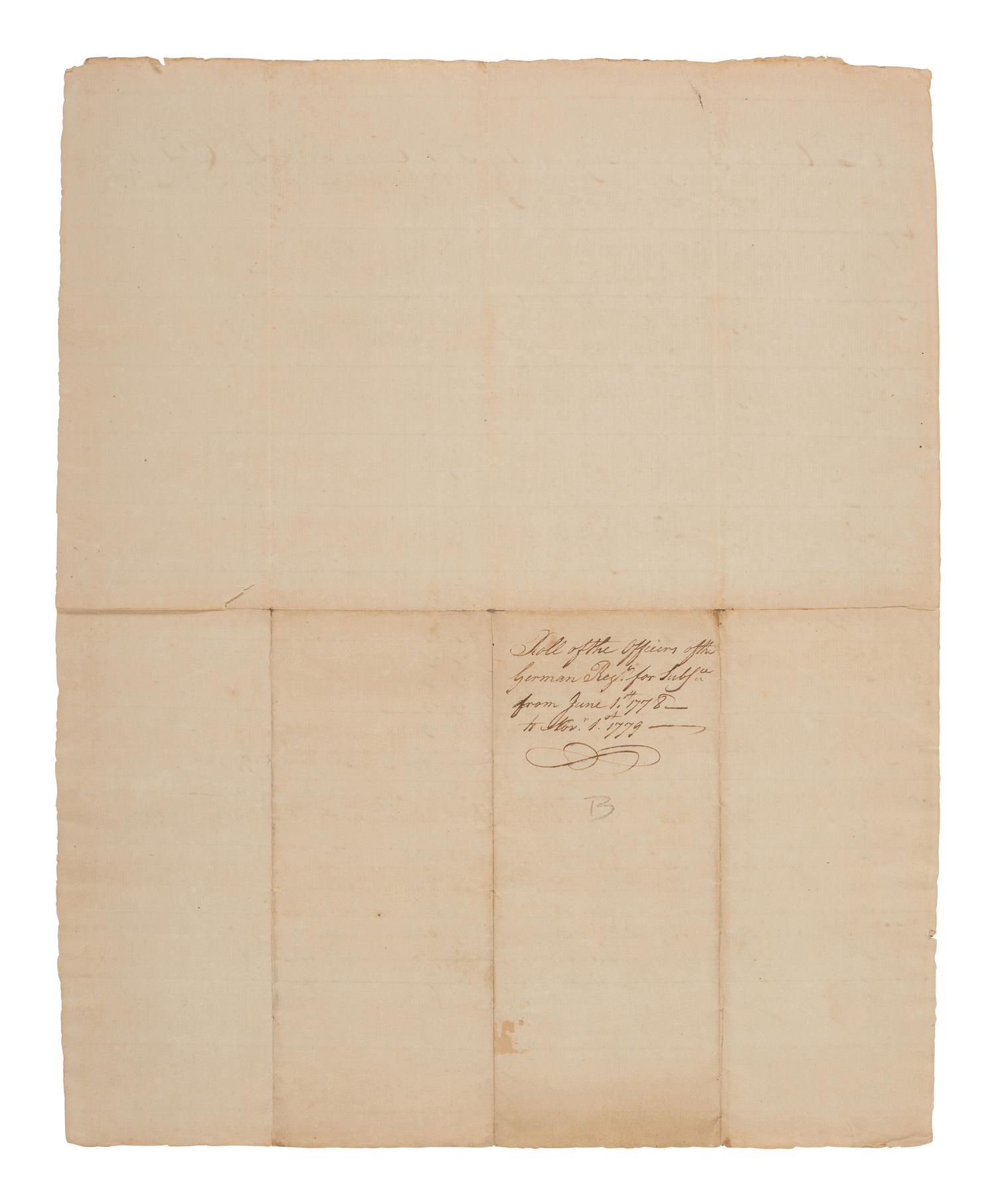 [REVOLUTIONARY WAR]. WELTNER, Lt. Col. Ludwig (1728-1789). Group of 3 rolls associated with the German Regiment of the Continental Army.
