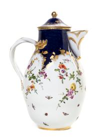 A Meissen Porcelain Pitcher, Height 10 1/4 inches.