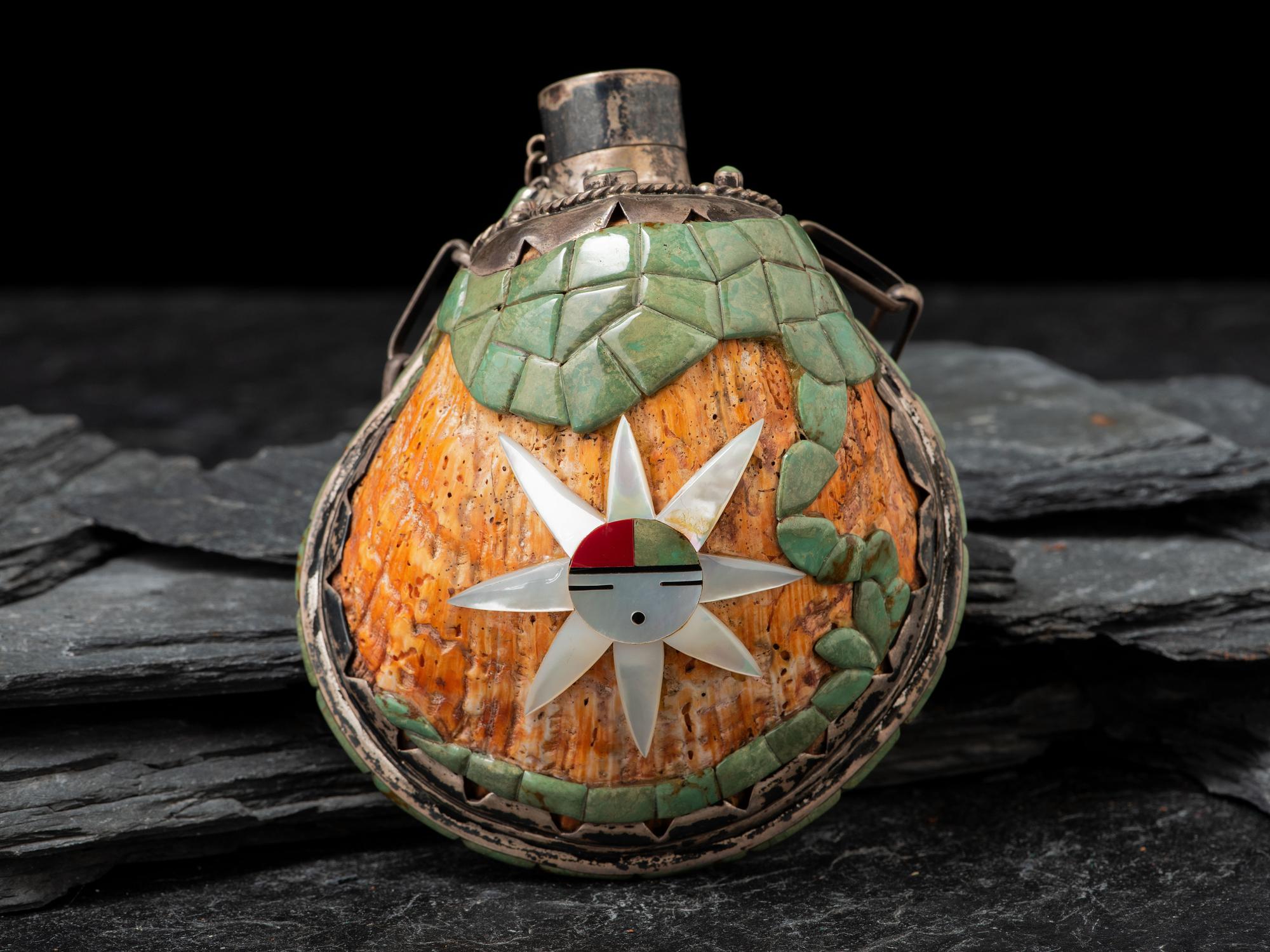 Southwestern-style Inlaid Spiny Oyster Canteen