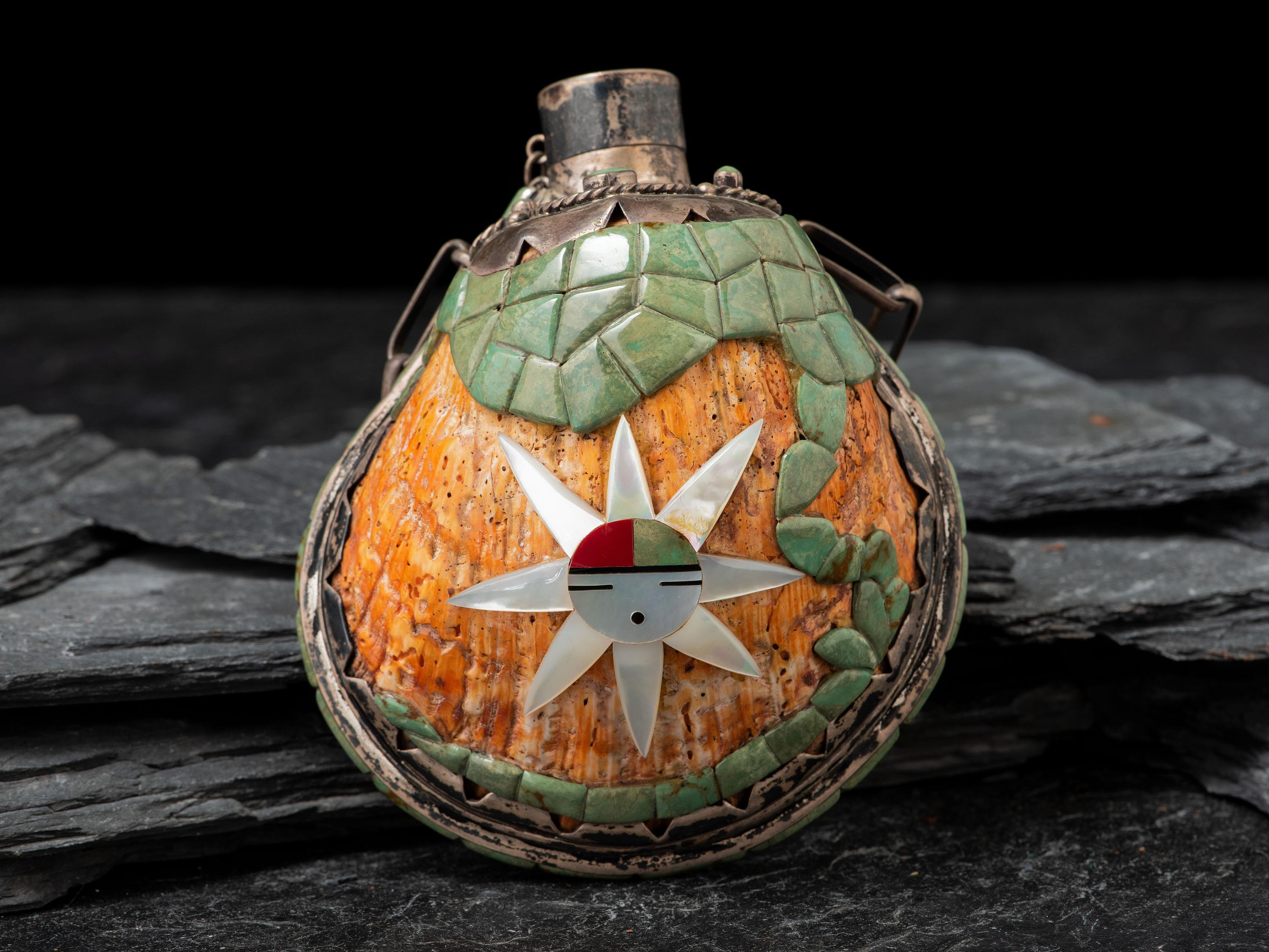 Southwestern-style Inlaid Spiny Oyster Canteen