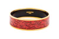 An Hermès Red/Orange Enamel 65mm Bangle, 6.5cm diameter, .75" W.