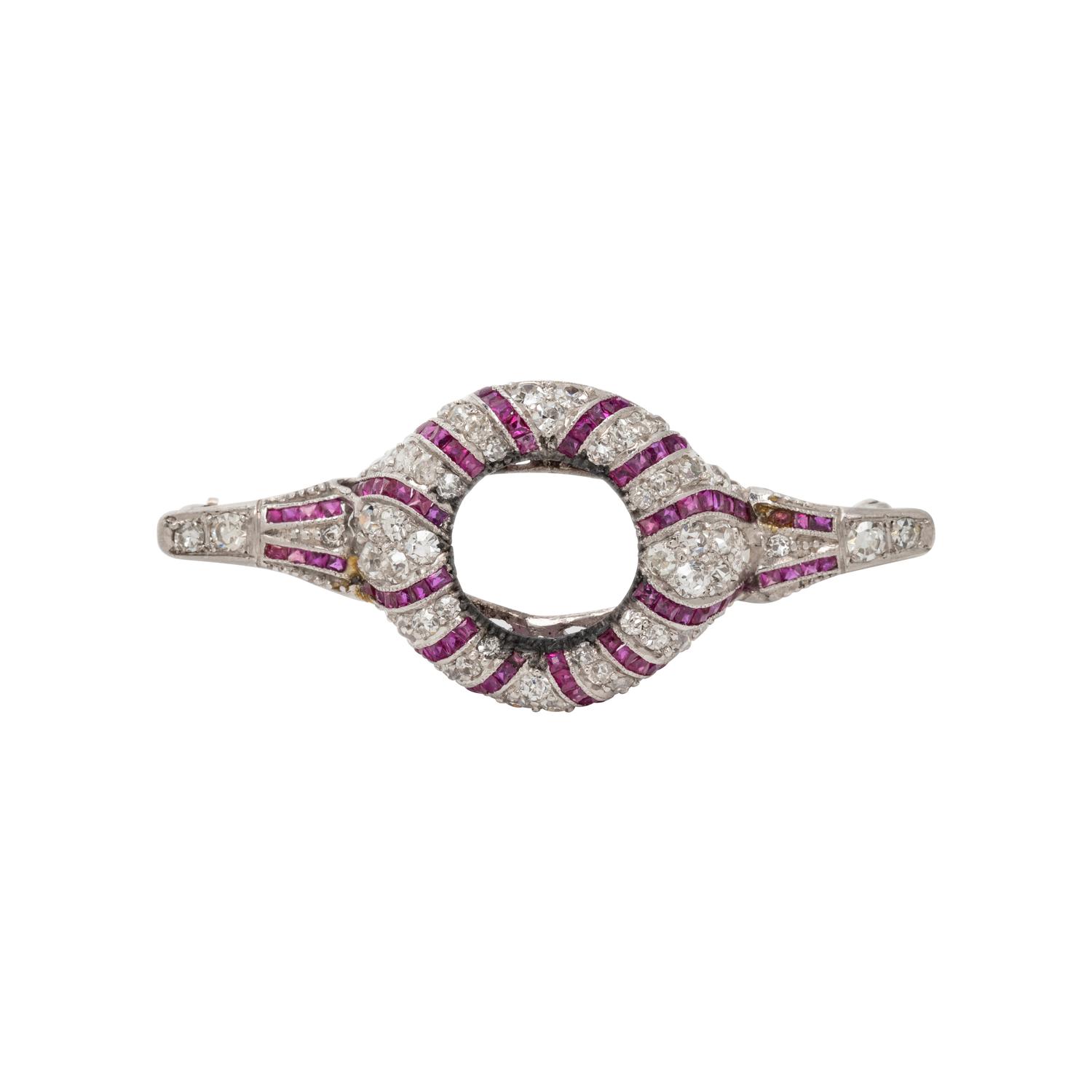 ANTIQUE, DIAMOND AND RUBY BROOCH