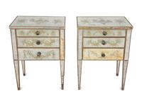 A Pair of French Eglomisé Mirrored Night Stands