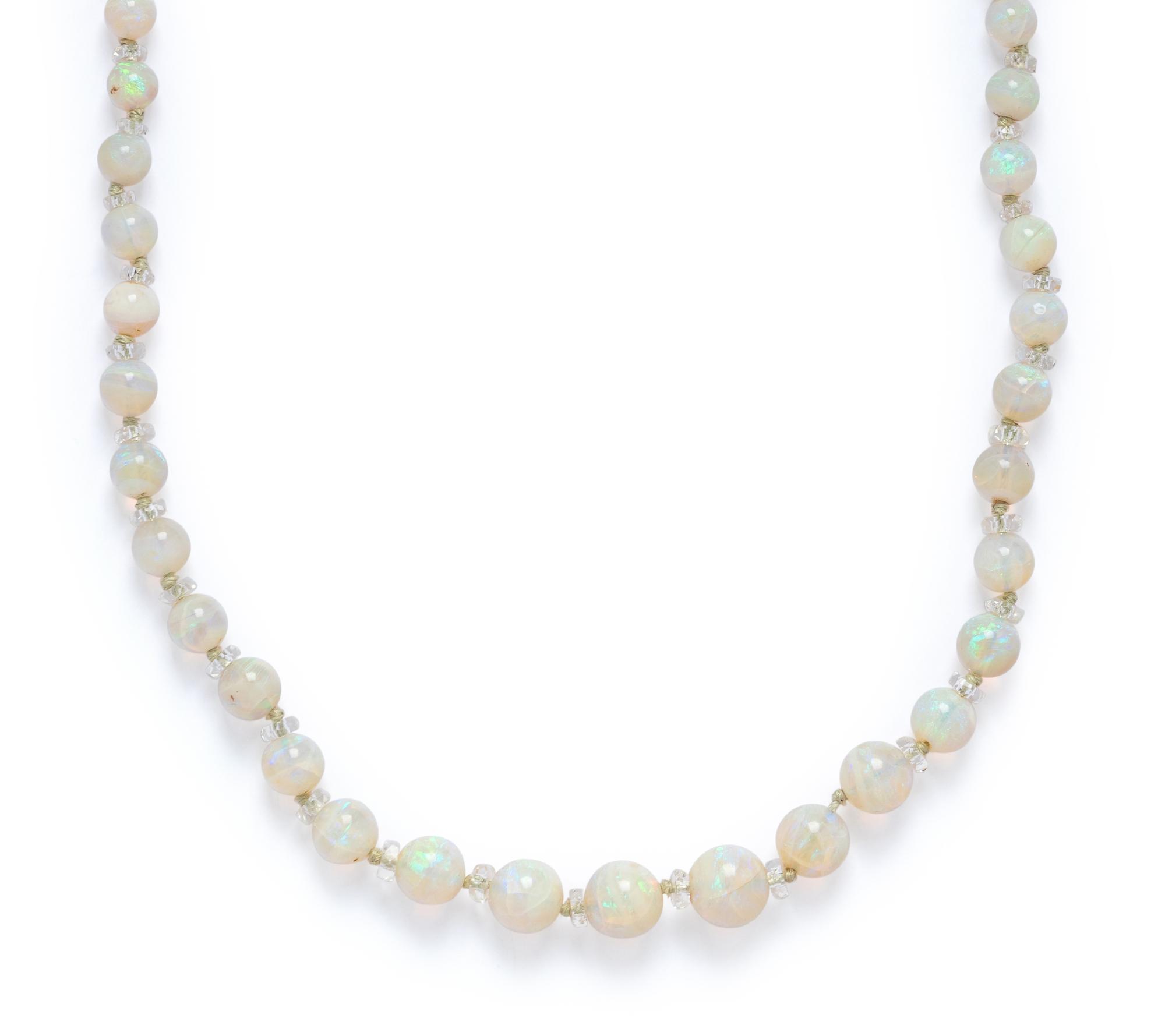 OPAL AND GLASS BEAD NECKLACE