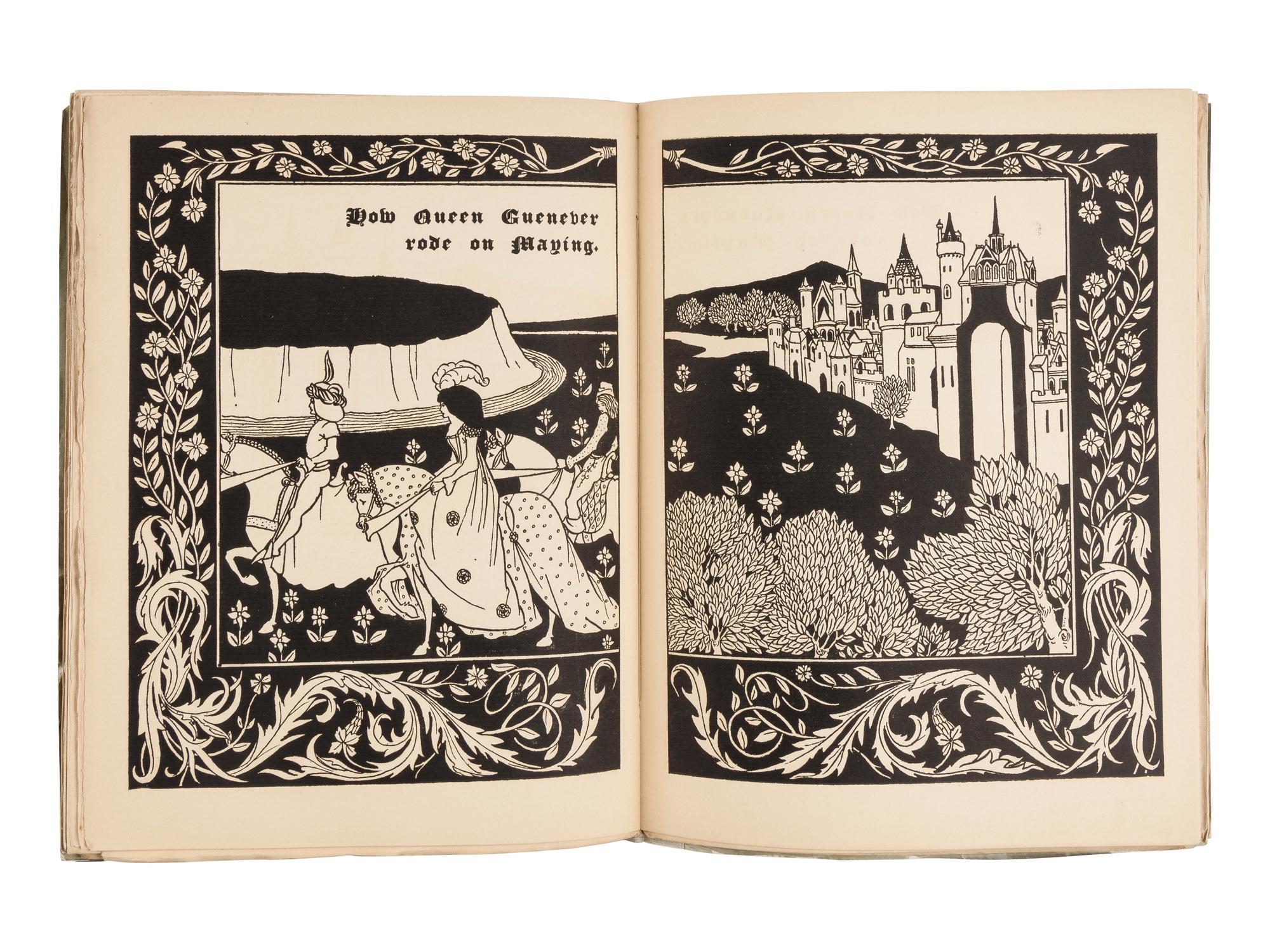 [BEARDSLEY, Aubrey Vincent (1872-1898), Illustrator]. MALORY, Sir Thomas (fl. 1470). [ Le Morte Darthur ]. The Birth Life and Acts of King Arthur of His Noble Knights of the Round Table … With an Introduction by Professor Phys and Embellished with Many Original Designs by Aubrey Beardsley . London: J.M. Dent & Co., 1893-1894.