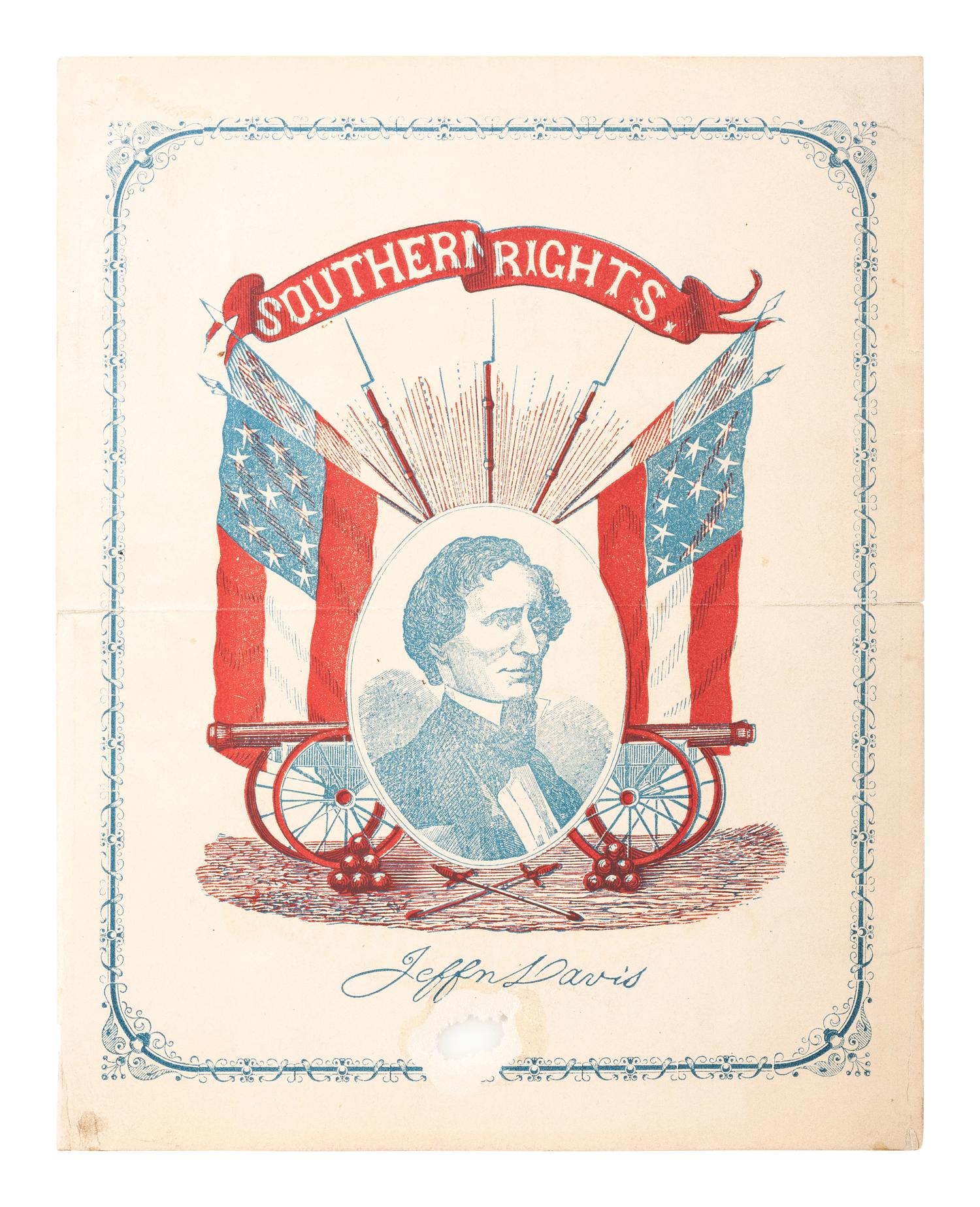 [CIVIL WAR]. DAVIS, Jefferson (1808-1889). Group of 3 items, incl. clipped signature and CDV.