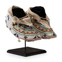 Northern Plains Child's Beaded Hide Moccasins