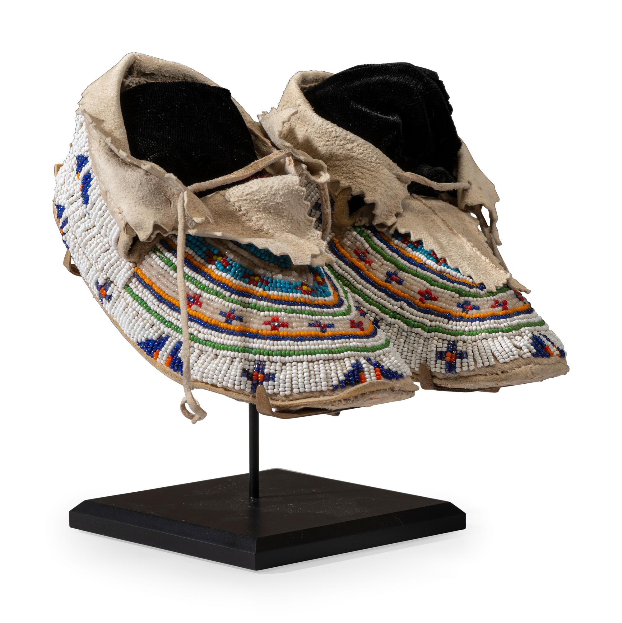 Northern Plains Child's Beaded Hide Moccasins