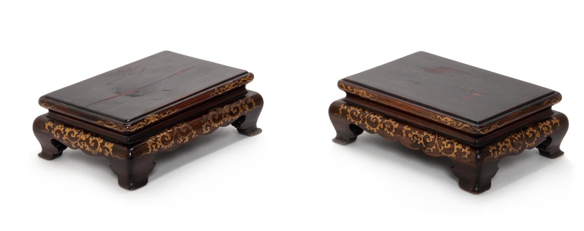 A Pair of Japanese Miyao Wood Stands Length 6 1/4 inches. — MEIJI PERIOD (1868-1912)