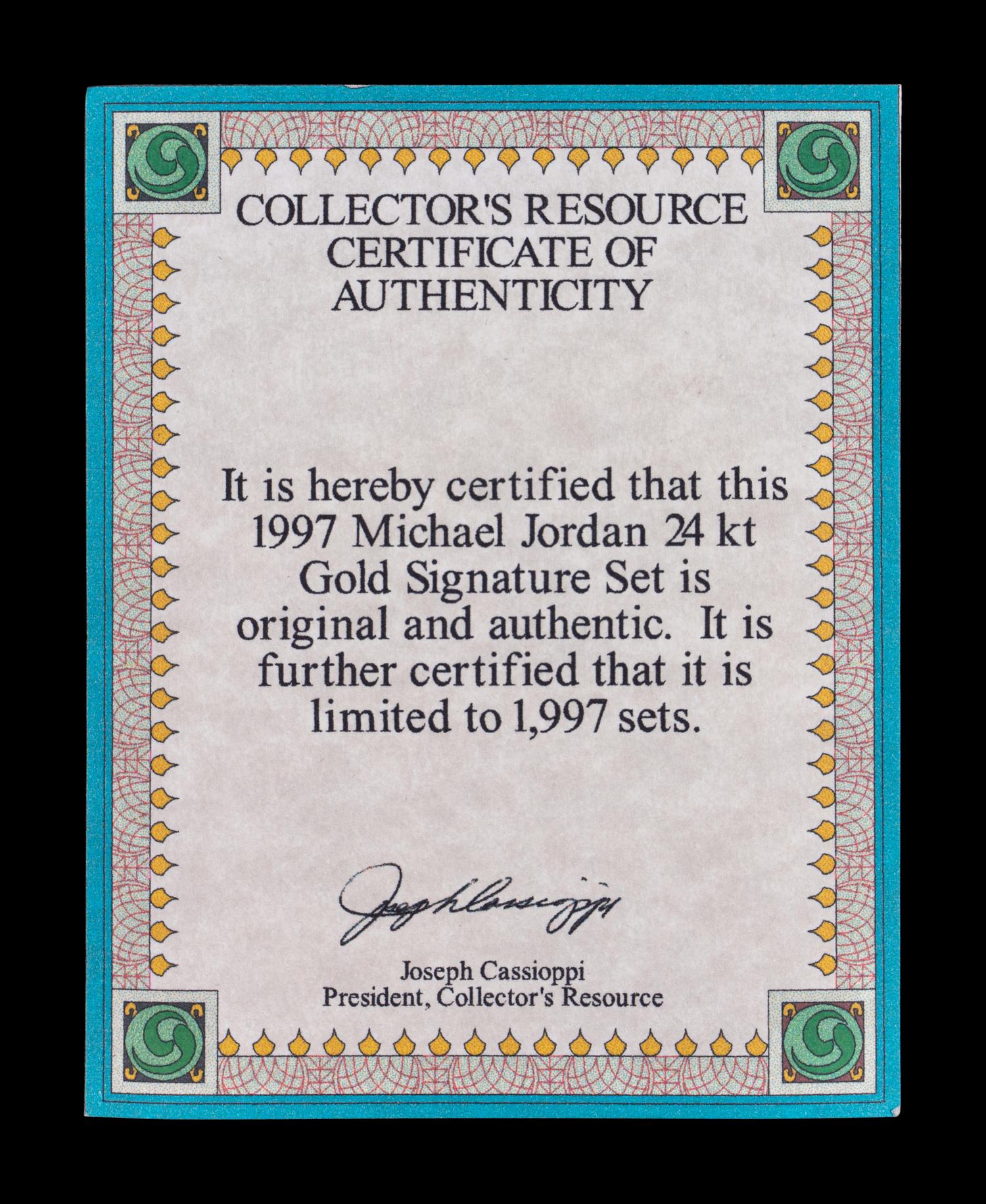 A Group of Three 1997 Upper Deck Limited Edition Michael Jordan 24k Gold Nickel Silver Cards,
