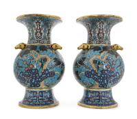 A Pair of Cloisonne Enamel Hu Vases