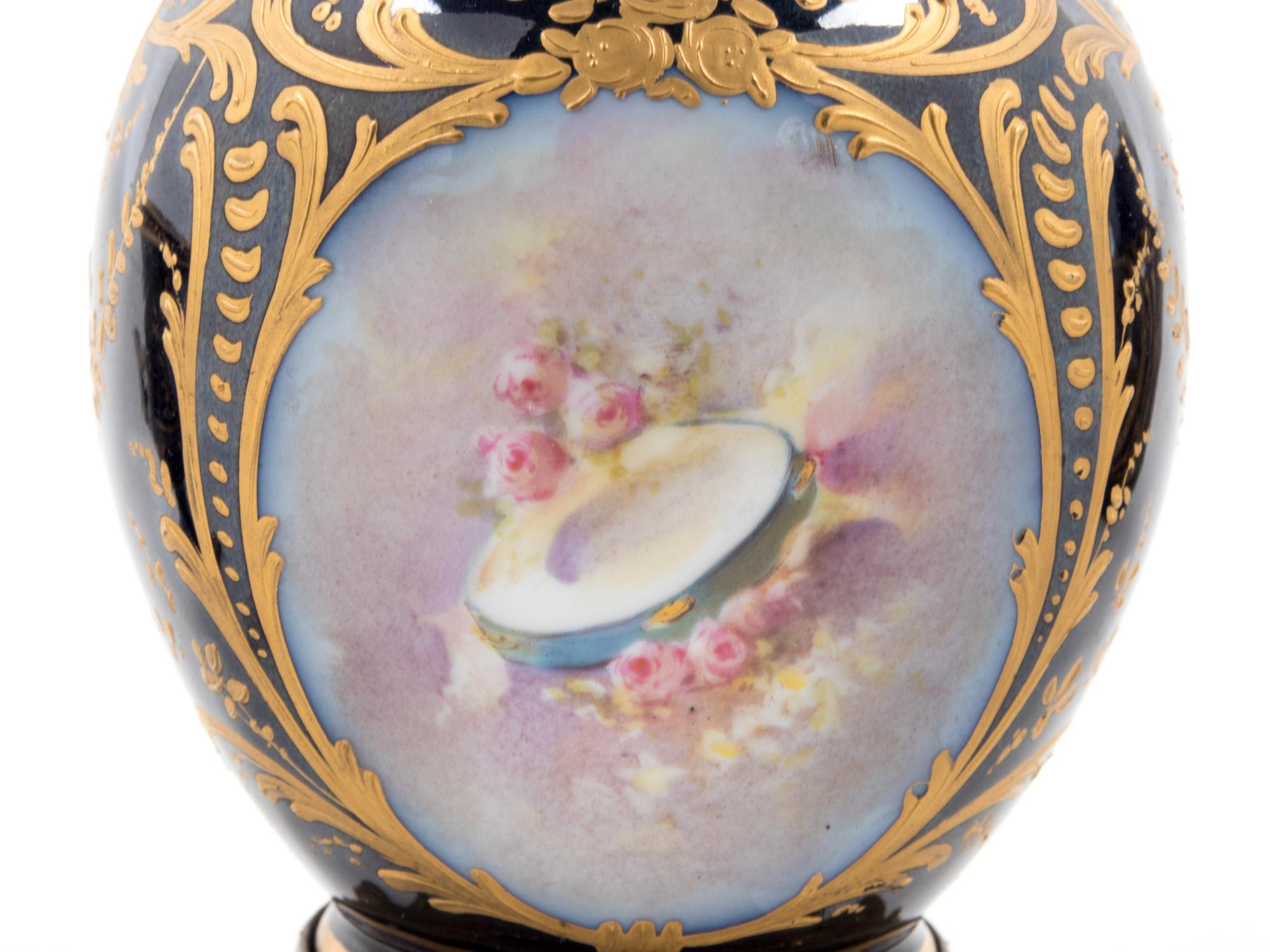 Three Sèvres Style Painted and Parcel Gilt Porcelain Articles