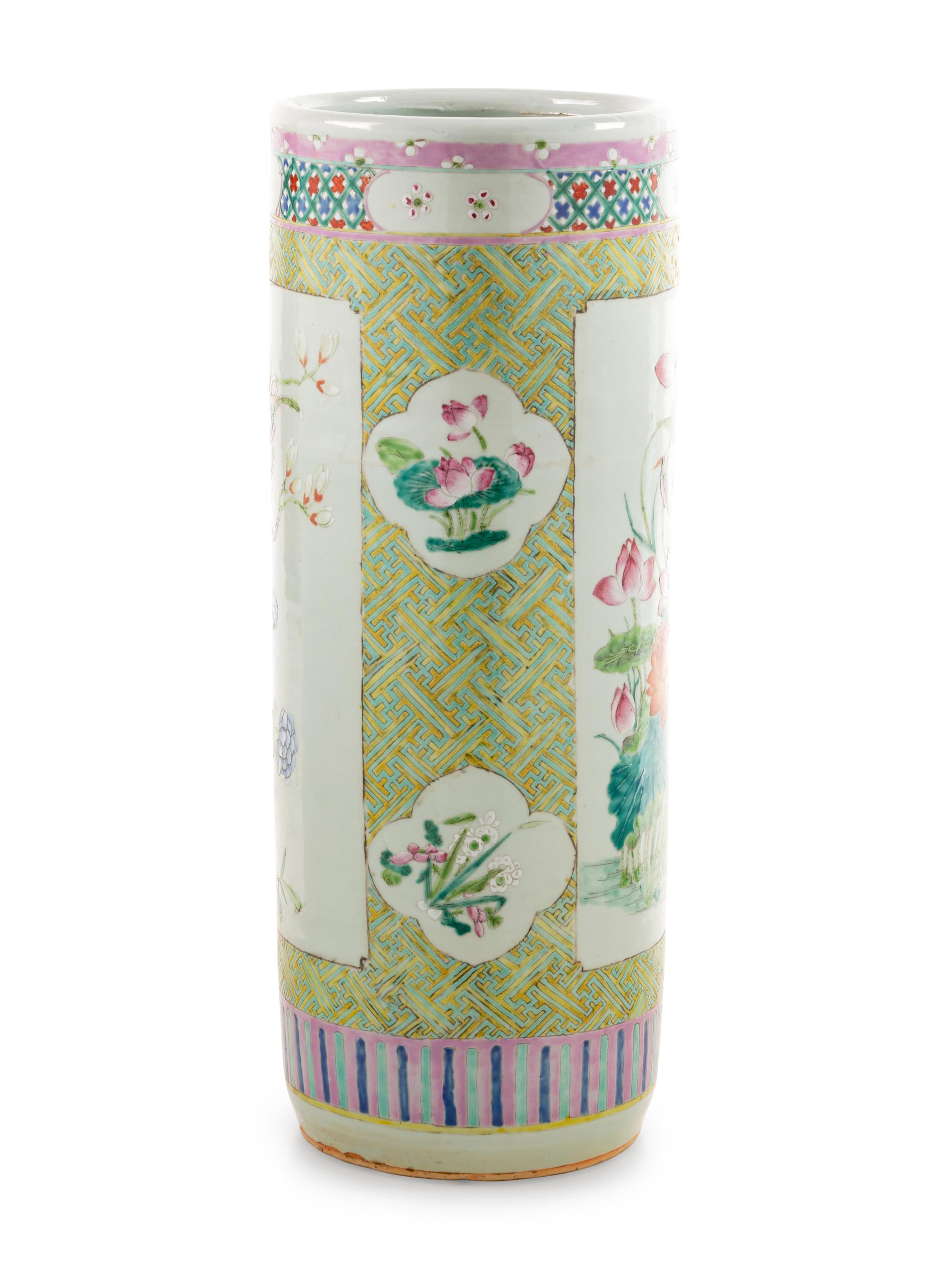 A Famille Rose Porcelain Umbrella Stand