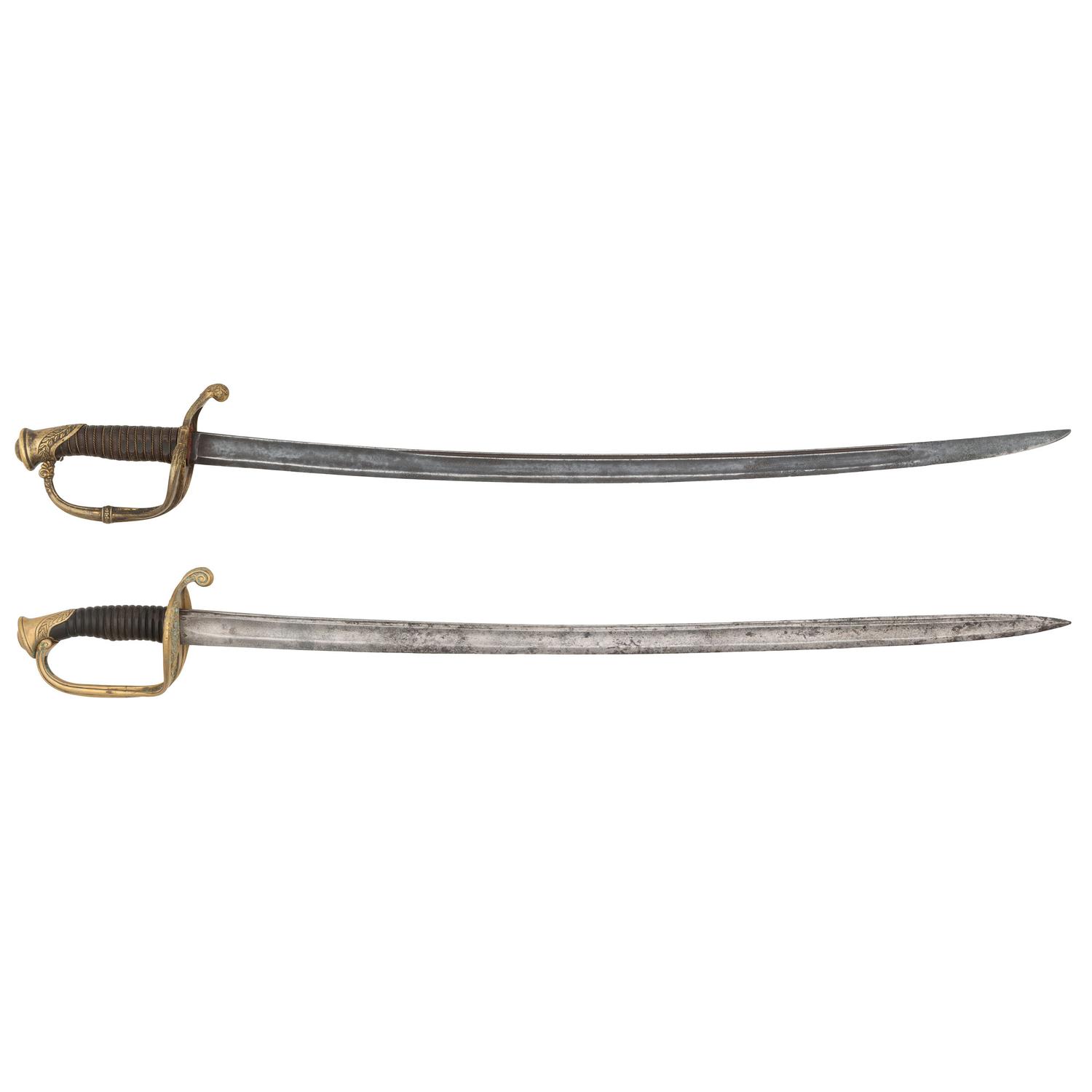 Lot of Two Mid-19th Century European Officer's Swords
