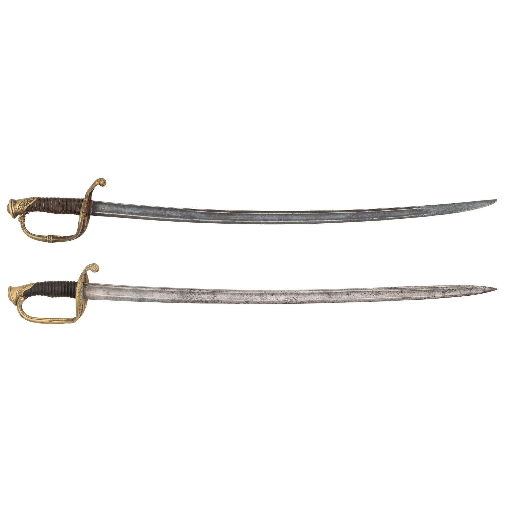 Lot of Two Mid-19th Century European Officer's Swords
