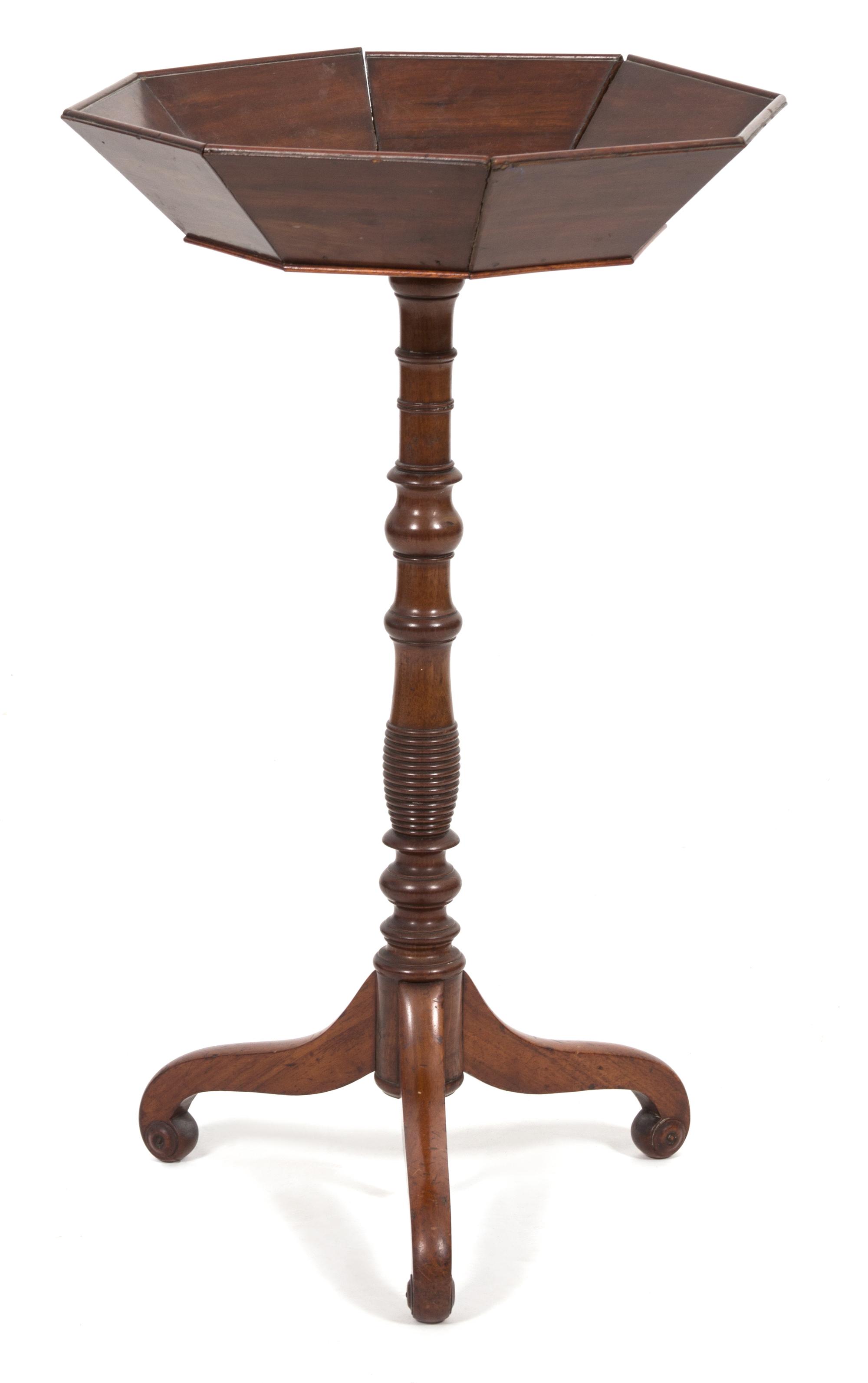 A Regency Mahogany Tripod Table with Octagonal Bowl Top — 19TH CENTURY