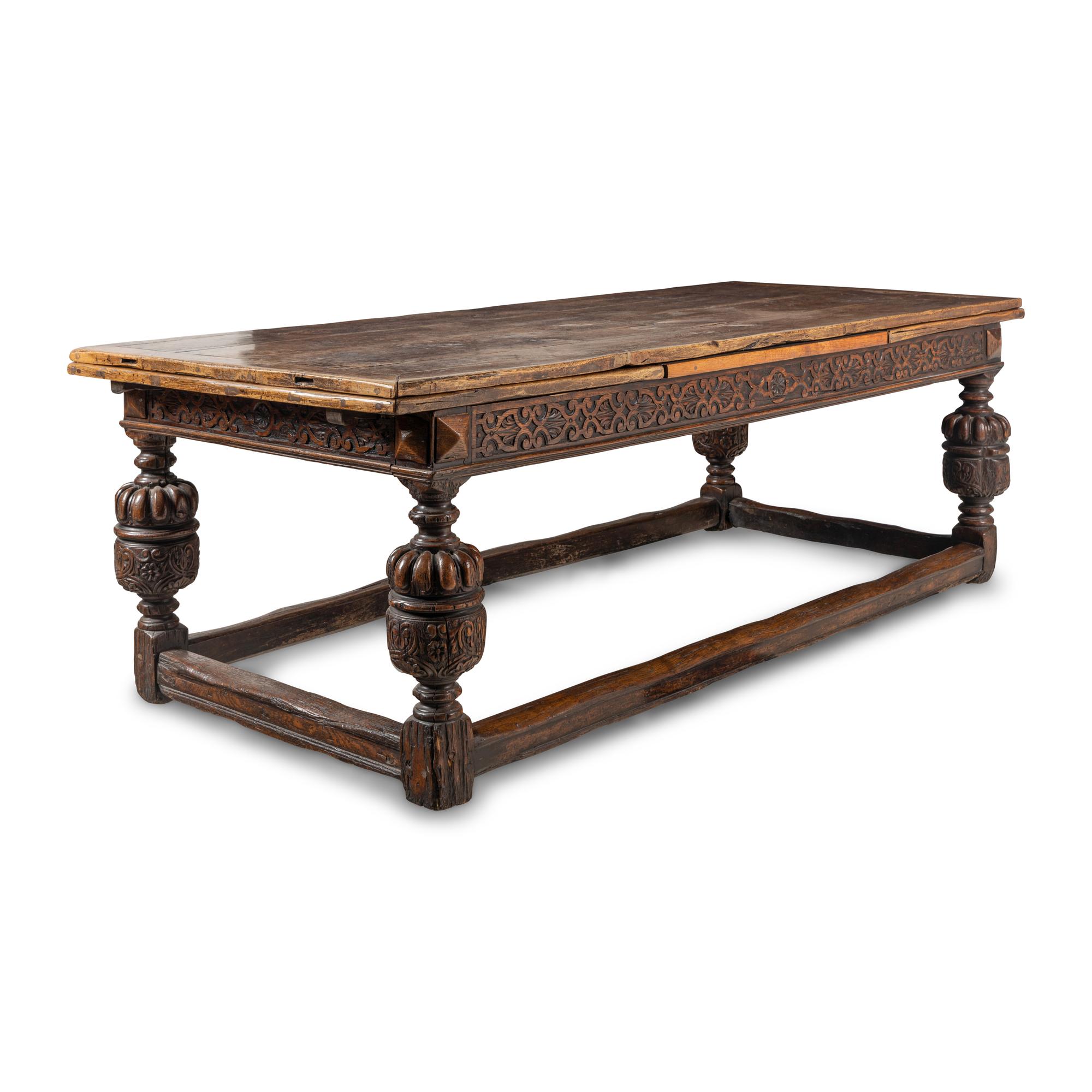 A Jacobean Carved Oak Refectory Table