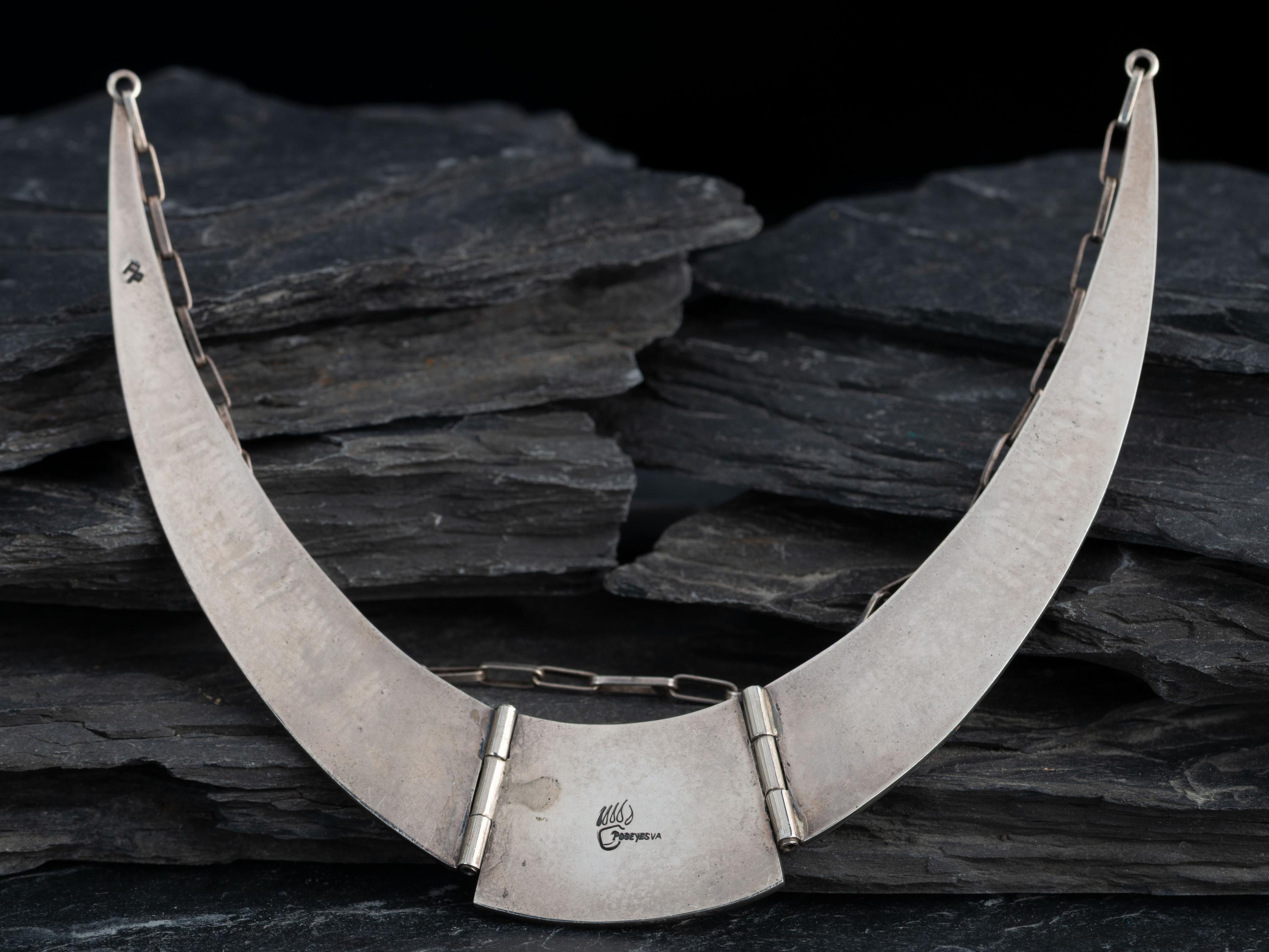 Hopi Silver Overlay Choker Necklace and Cuff Bracelet