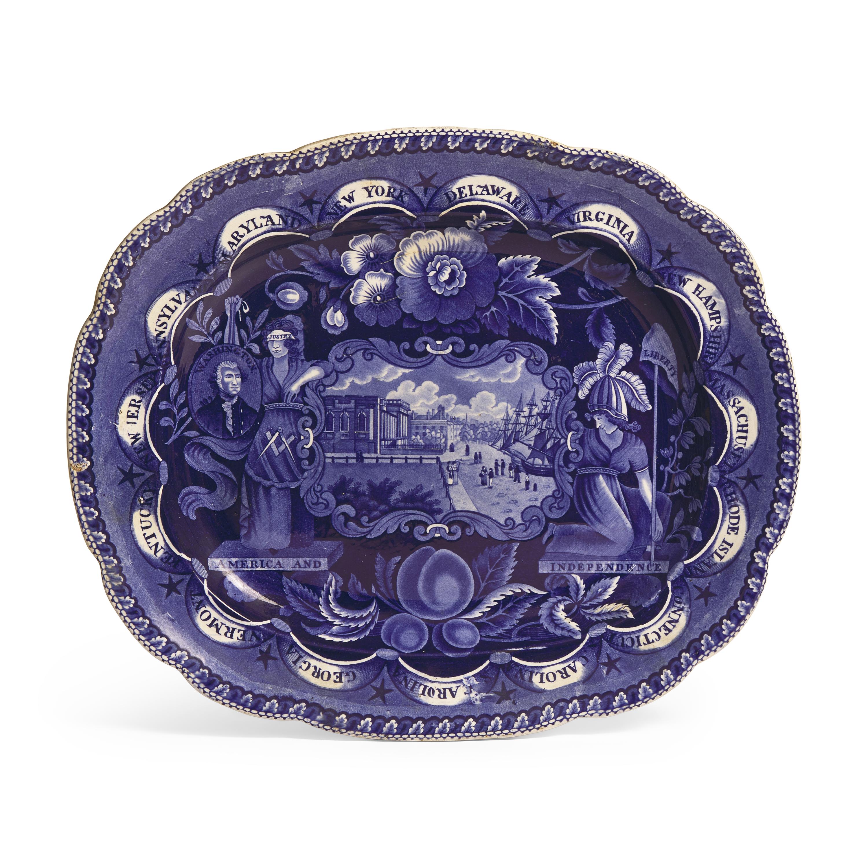 A Group of Staffordshire Historical Blue States Design Transferware, James and Ralph Clews, Cobridge, 1819-1836