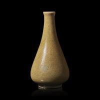 A Small Chinese Longquan Pear-Shaped Small Vase, Southern Song Dynasty 南宋 米黃釉龍泉窯玉壺春瓶