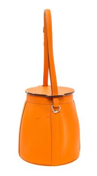 An Hermes Orange Clemence Feed Handbag, 6.75" x 7.25" x 5".