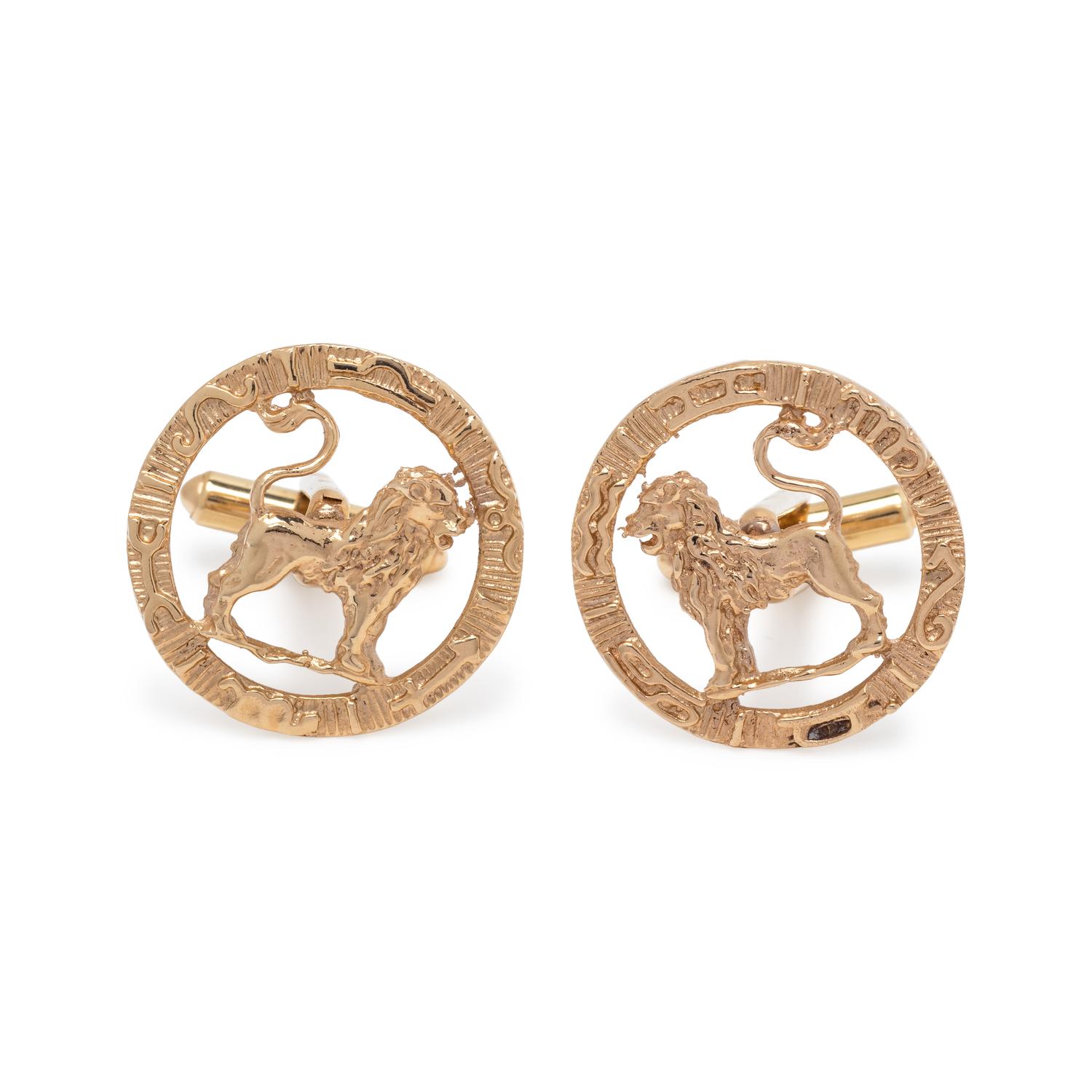 YELLOW GOLD LEO CUFFLINKS