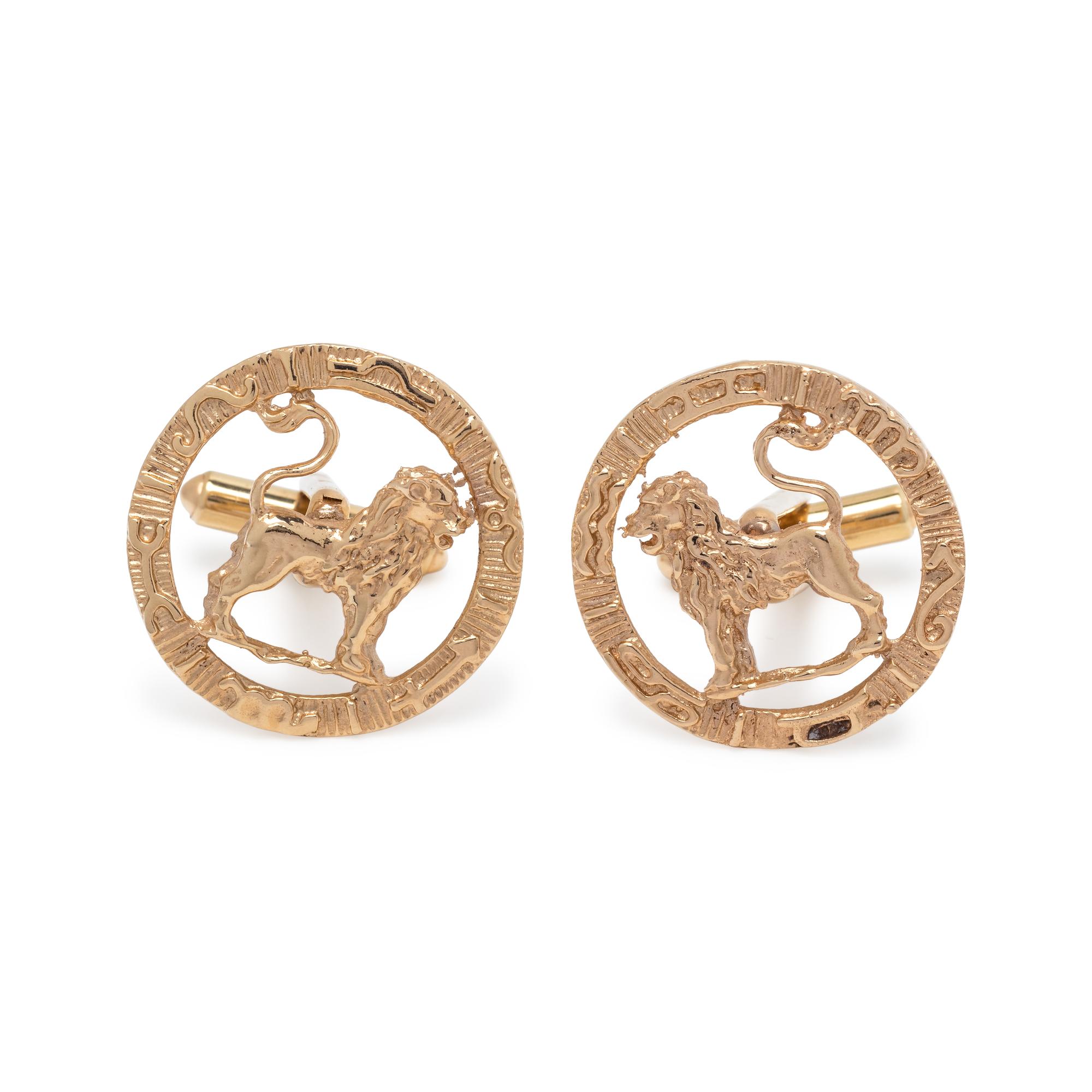 YELLOW GOLD LEO CUFFLINKS