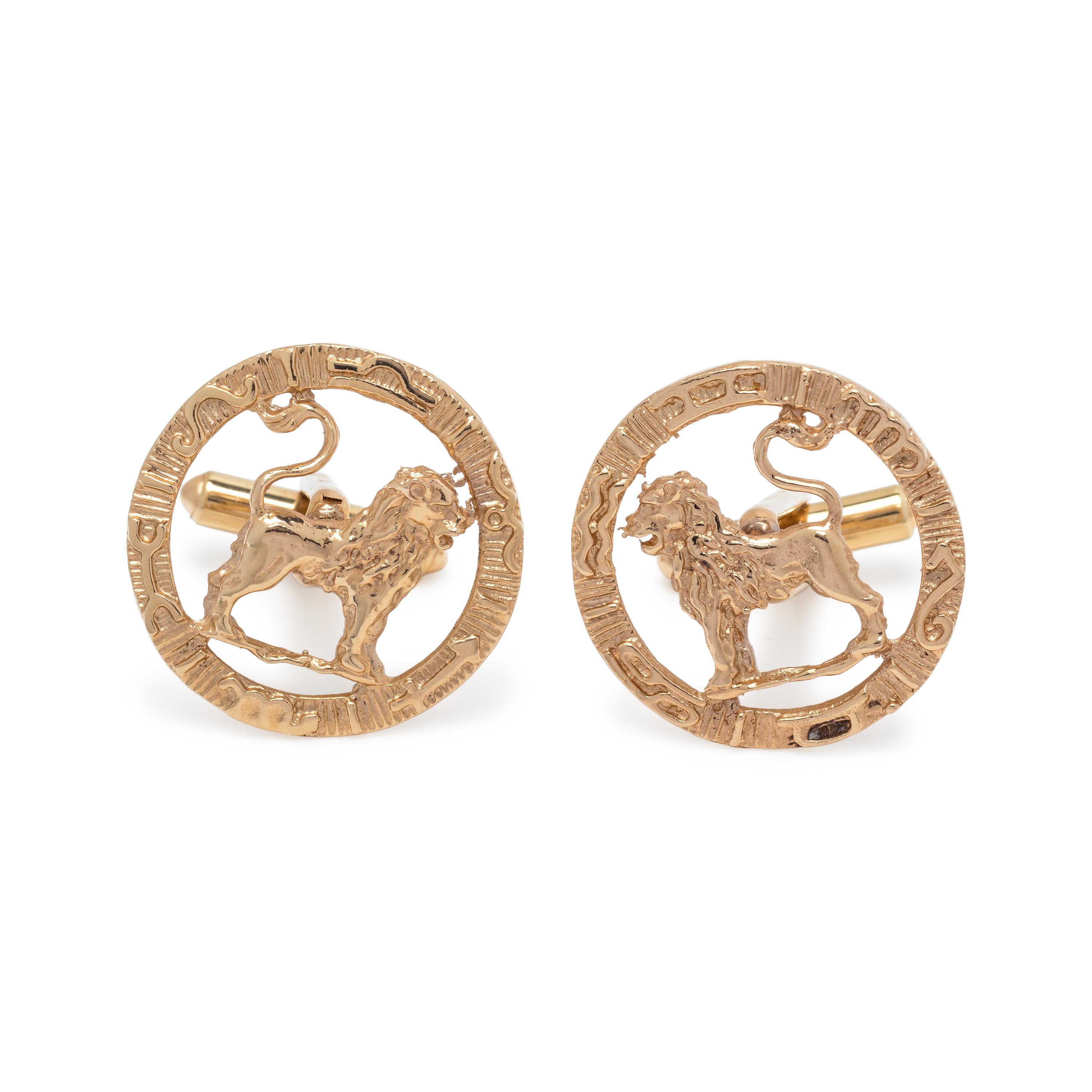 YELLOW GOLD LEO CUFFLINKS