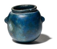 An Egyptian Blue Faience Cosmetic Jar