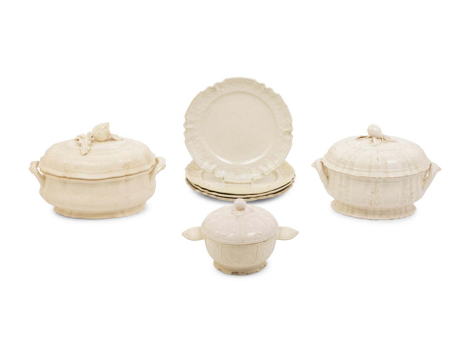 A Collection of French Pont-Aux-Choux Faïence Articles