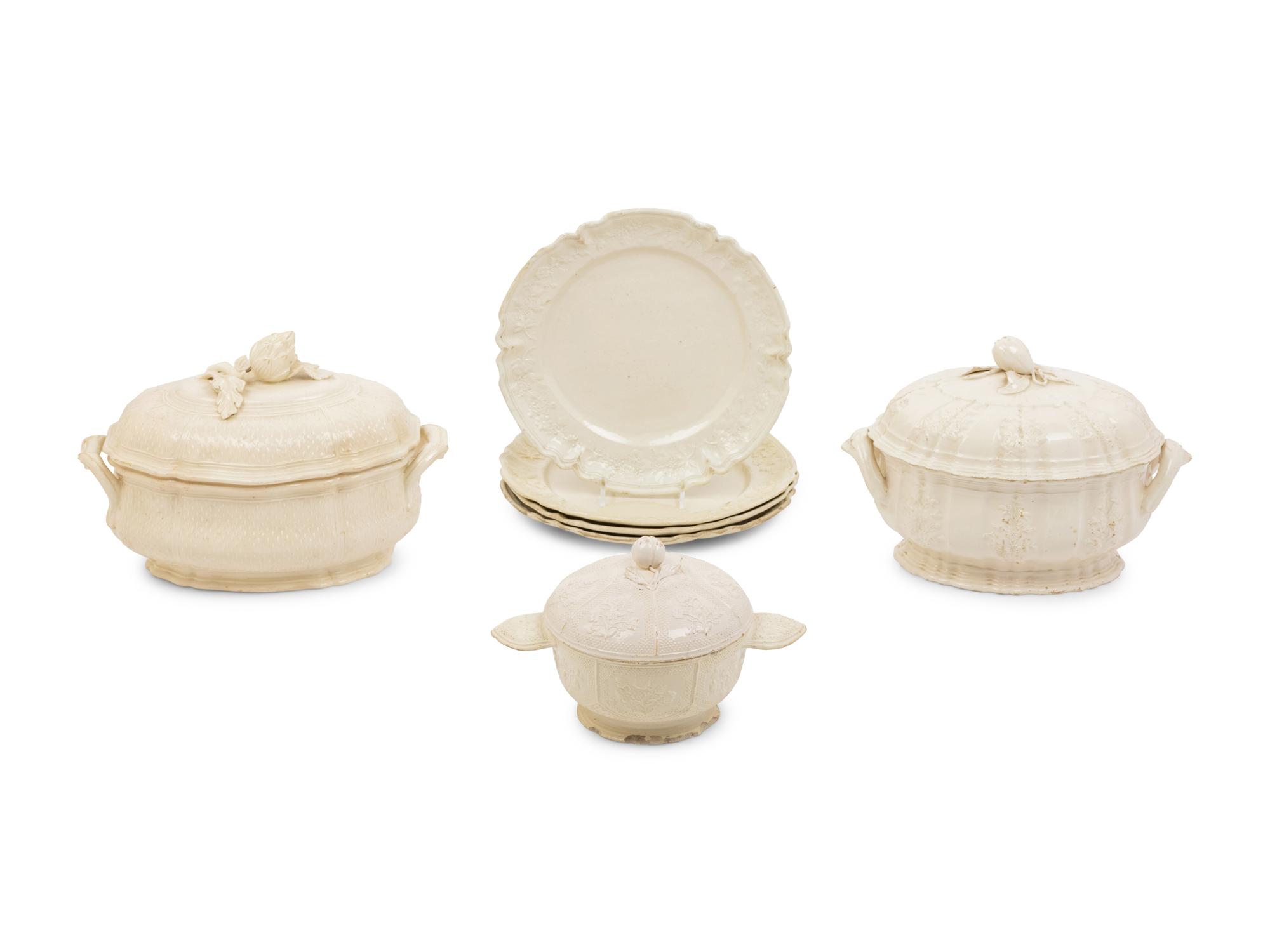 A Collection of French Pont-Aux-Choux Faïence Articles