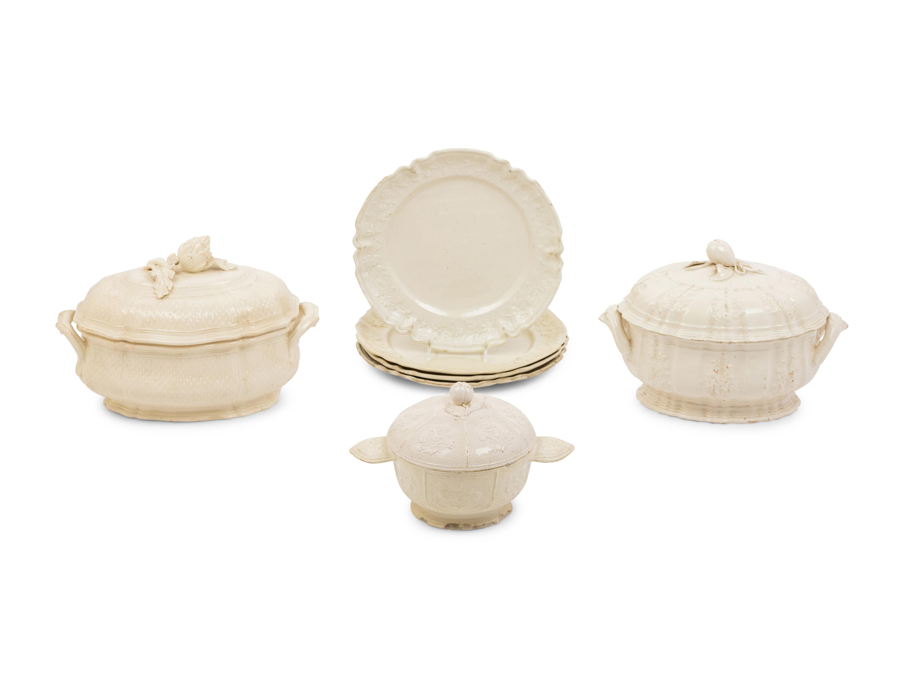 A Collection of French Pont-Aux-Choux Faïence Articles