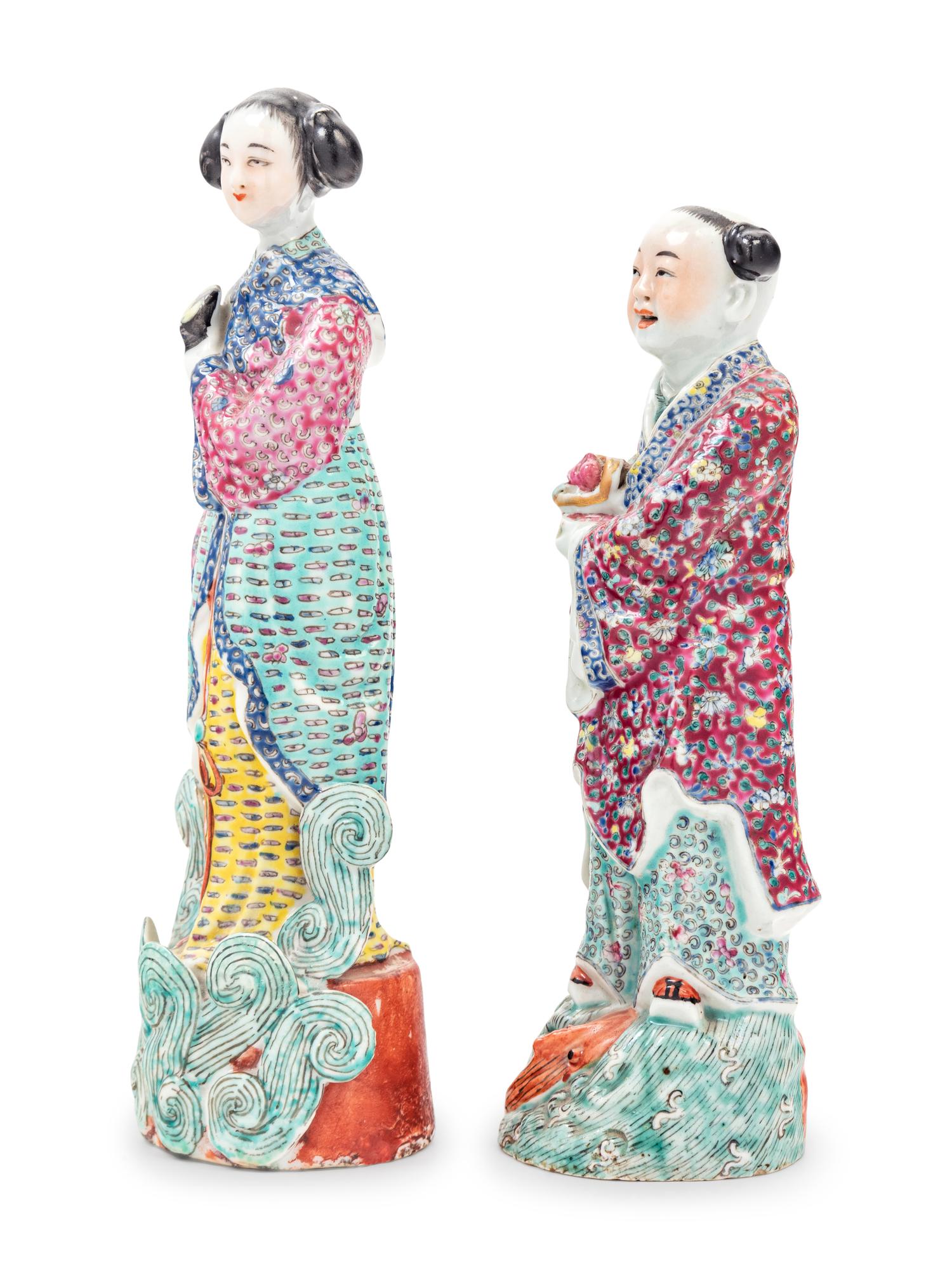 Two Chinese Polychrome Decorated Porcelain Figures