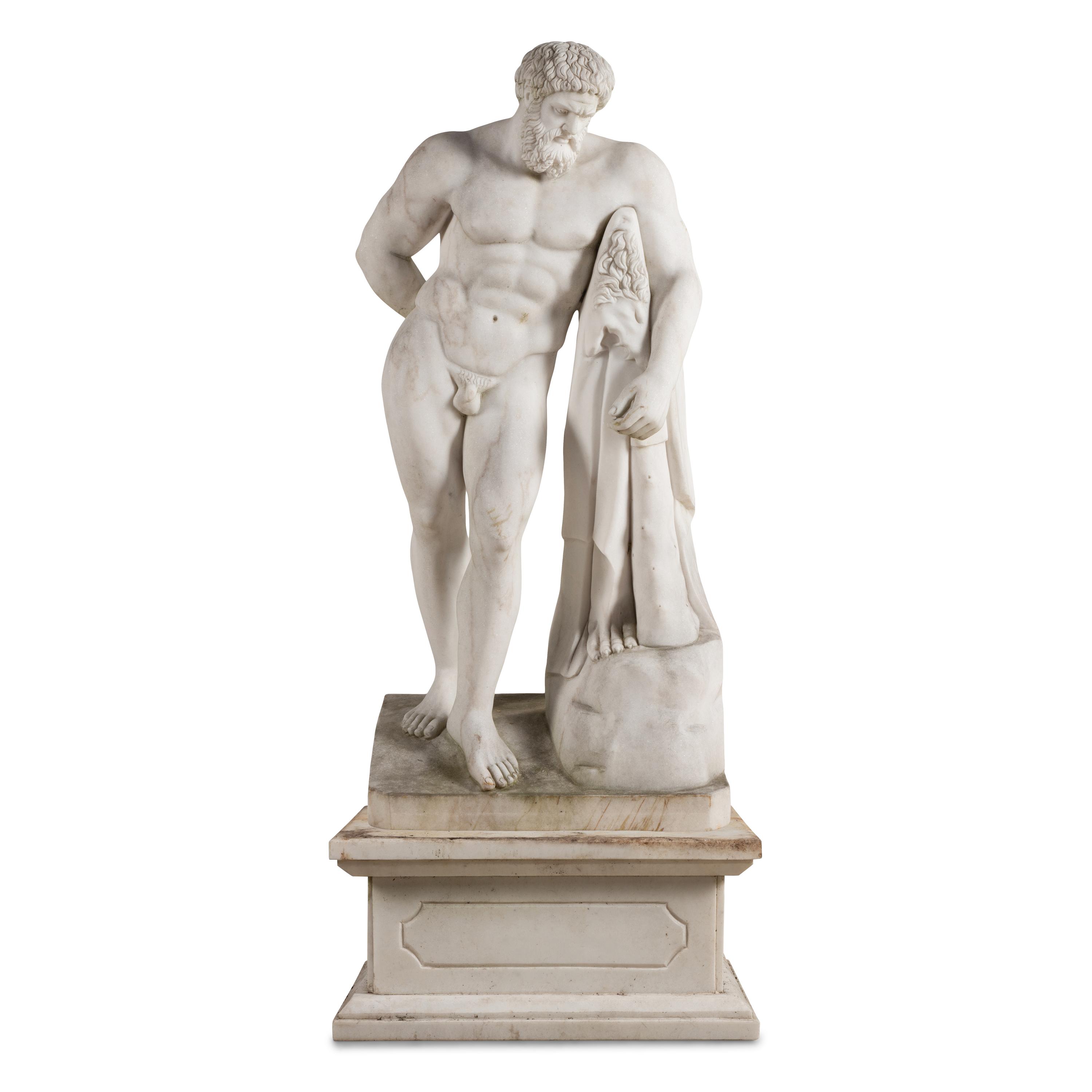 A Large Carved Marble Model of the Farnese Hercules