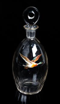 An Enameled Glass Decanter Height 10 3/4 inches. — SECOND HALF 20TH CENTURY