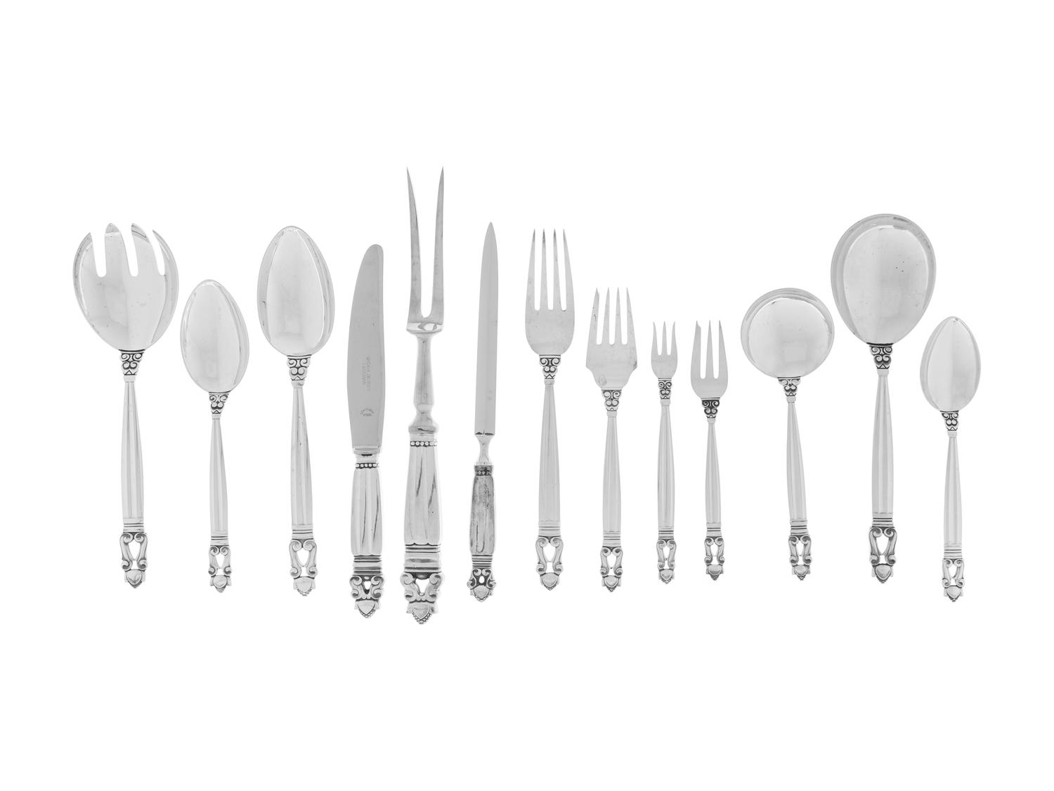 A Georg Jensen Silver Flatware Service