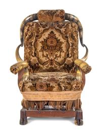 A Victorian Horn-Mounted Rocking Chair