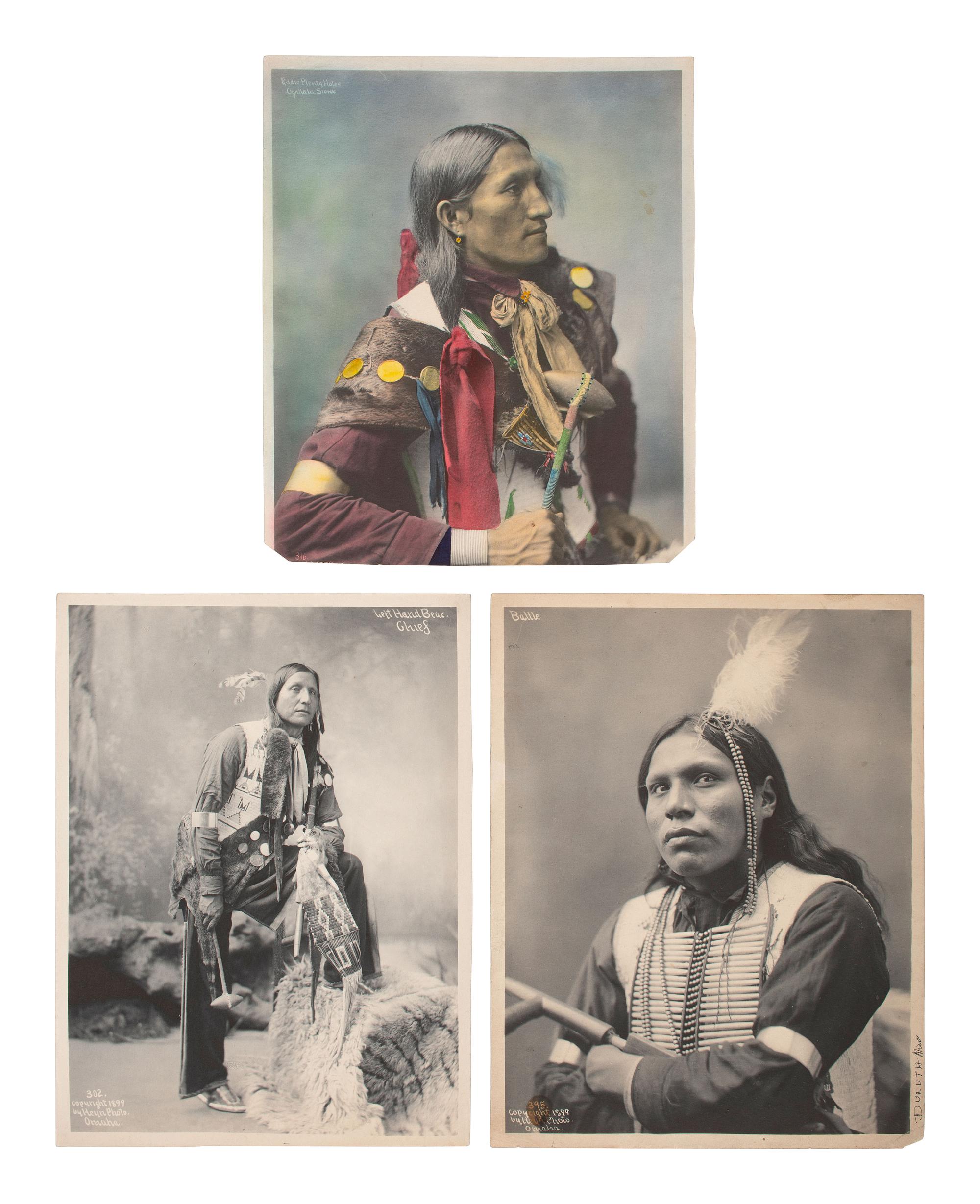 [NATIVE AMERICANS]. 3 photographs by HEYN, incl. Left Hand Bear and Eddie Plenty Holes.
