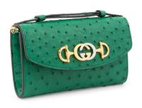 Gucci Zumi Green Ostrich Bag, 2019
