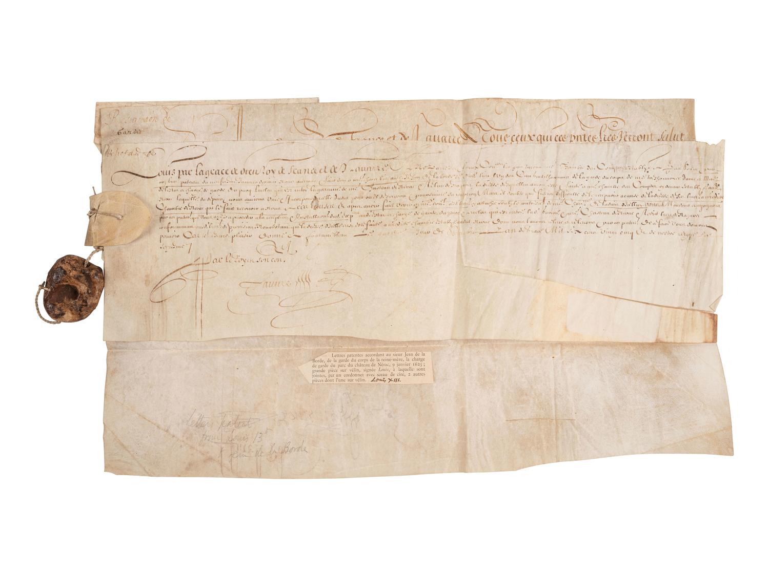 [EUROPE]. Document signed ("Louis"), by King Louis XIII of France (1601-1643).