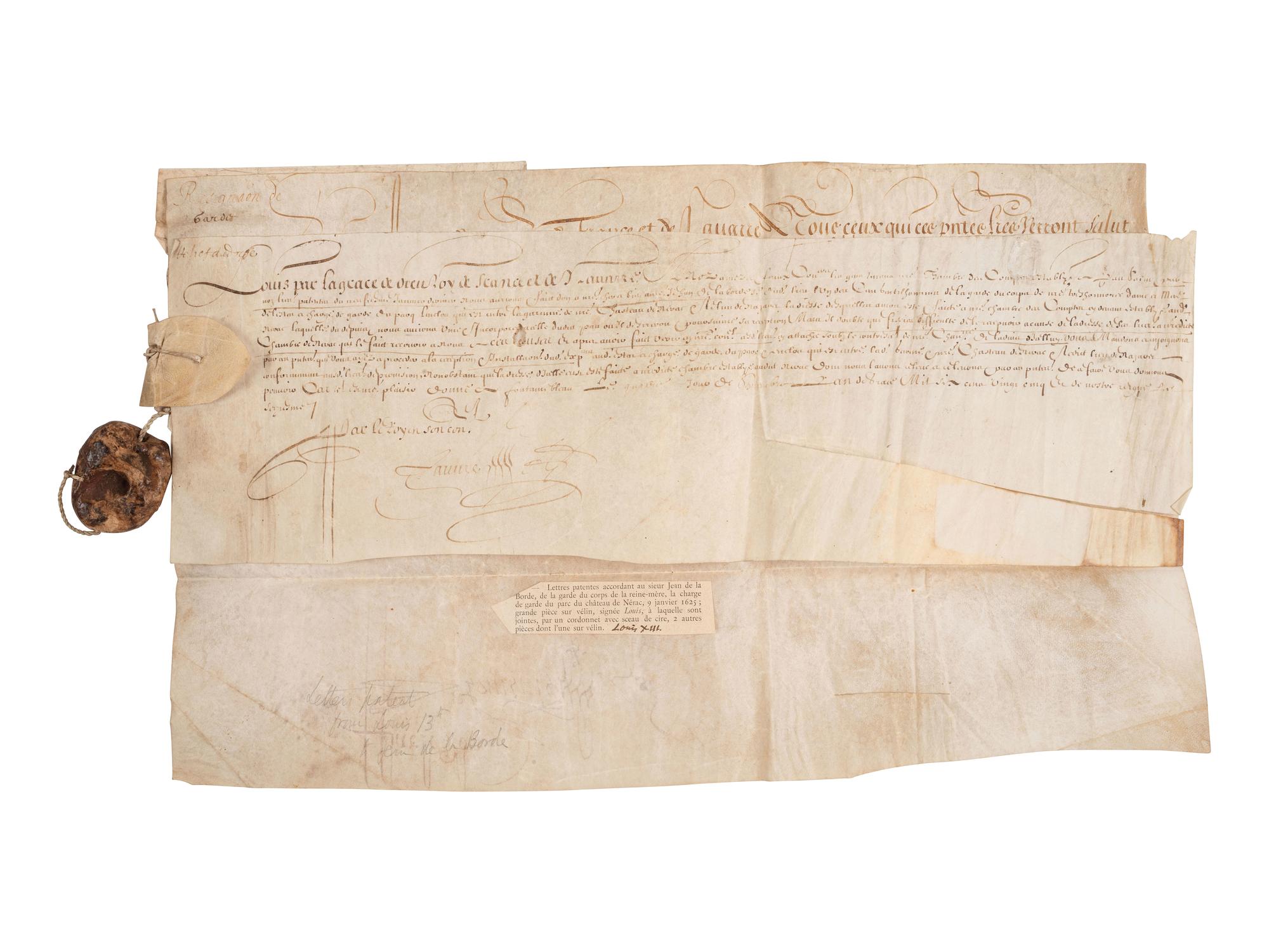 [EUROPE]. Document signed ("Louis"), by King Louis XIII of France (1601-1643).