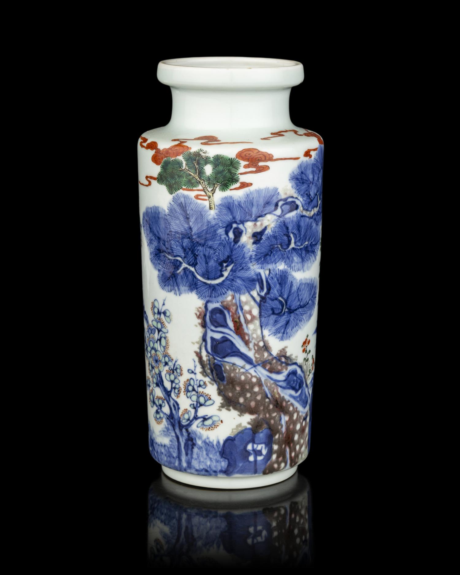 A Chinese Underglaze Red and Wucai Decorated Porcelain Vase