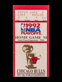 A 1992 Chicago Bulls vs. Portland Trail Blazers NBA Finals Game 6 Ticket Stub (Michael Jordan and Bulls Win Second NBA Championship)
